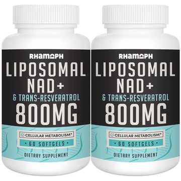 Rhamoph Liposomal NAD+ 800 mg with Trans-Resveratrol 300 mg, Max Absorption, Actual NAD+ Boosting Supplement for Healthy Aging, Cellular Energy, DNA Repair, Longevity - 120 Softgels Rhamoph Au supplements