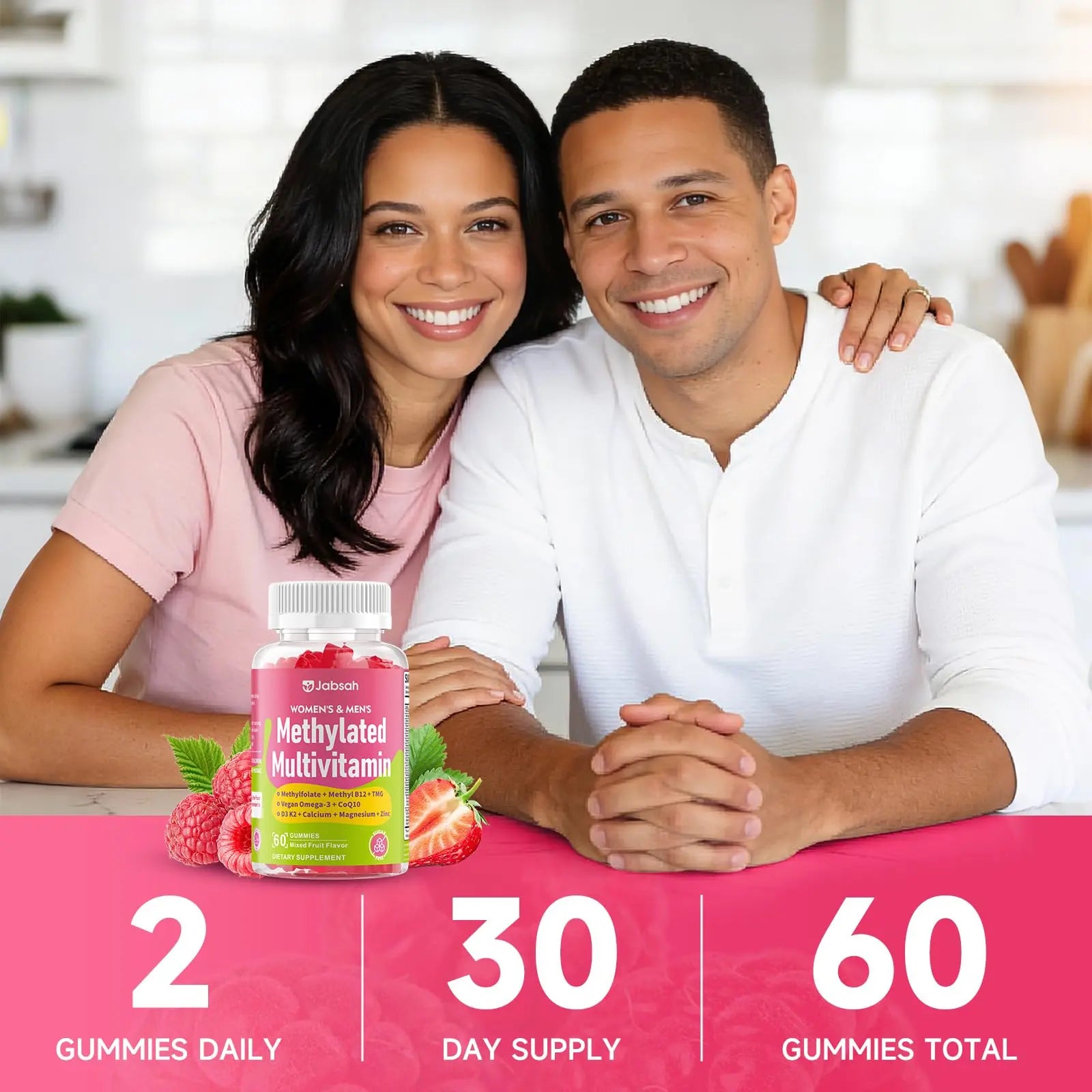 Methylated Vitamin B Complex Gummies for Women & Men, Multivitanins Gummy with Vitamin A, C ,E, Methylfolate & B12, TMG, Calcium, D3 K2 Jabsah Au supplements