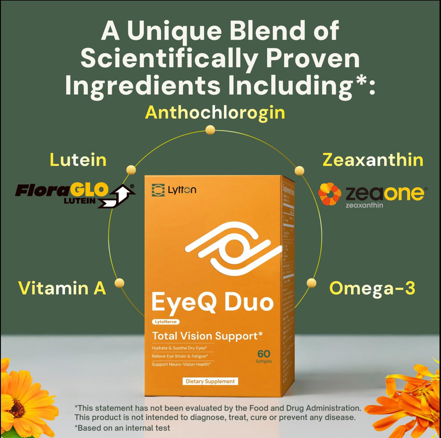 LYTTON EyeQ Duo Digital Eye & Focus Support – Patented Anthochlorogin for Brain-Eye Connection, Promotes Ocular Vitality – Rapid Visual Comfort & Natural Formula for Screen Users, 60 Softgels LYTTON Au supplements