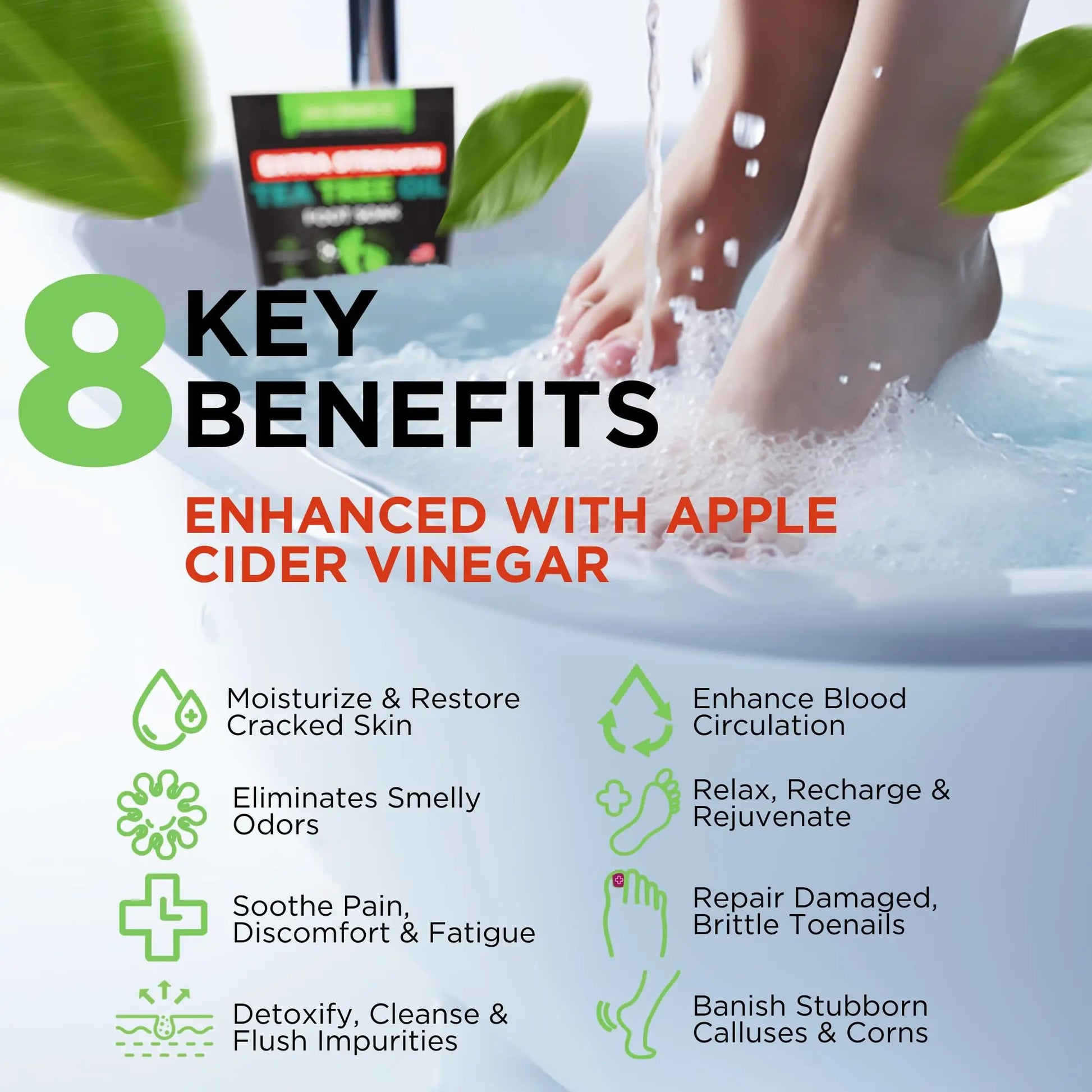 EXTRA STRENGTH Tea Tree Oil Foot Soak with Epsom Salt - Made in USA - for Toenails DAILY REMEDY Au supplements