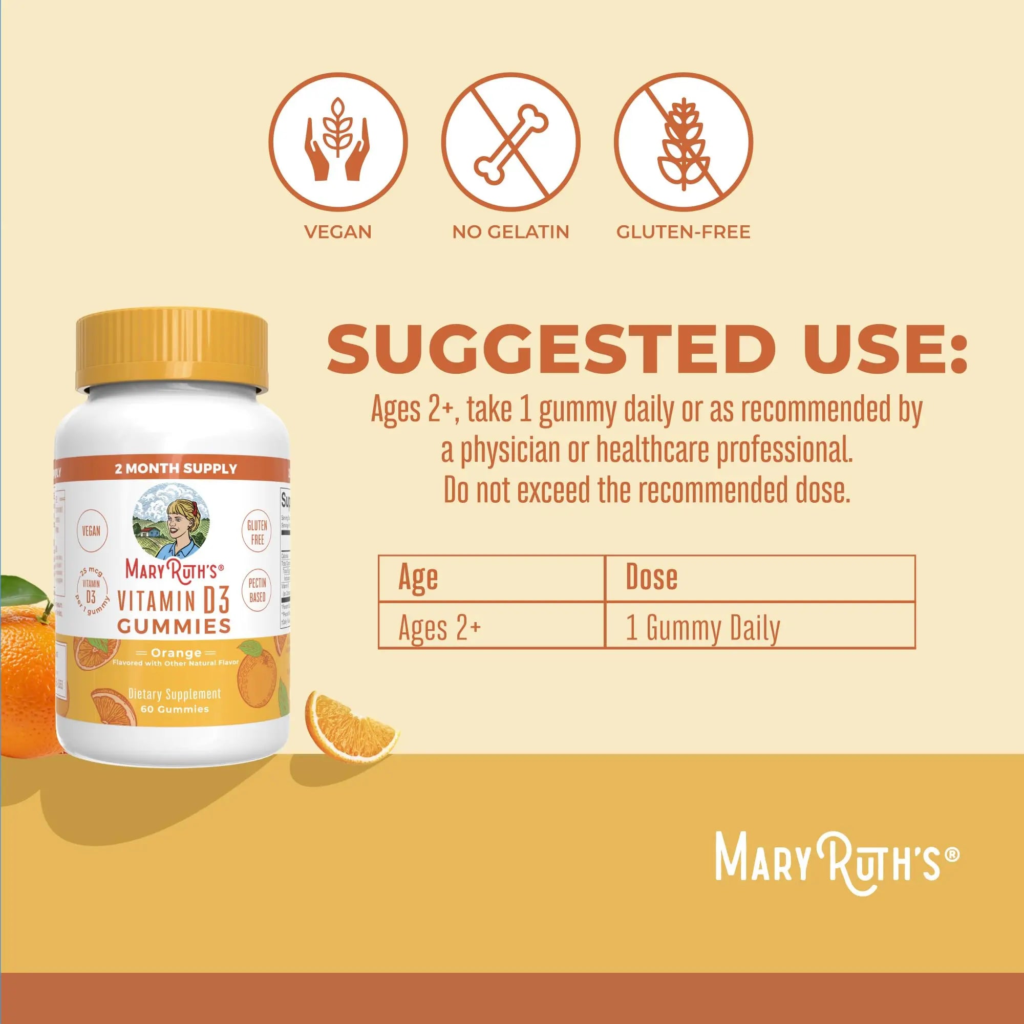 MaryRuth Organics Vitamin D3 Gummies | 2 Month Supply | Adults & Kids Vitamin D Gummy | Immune Support Supplement | VIT D3 1000IU for Bone Health&Muscle Function | Vegan | Non-GMO | Gluten Free | 60 MARYRUTH'S Au supplements