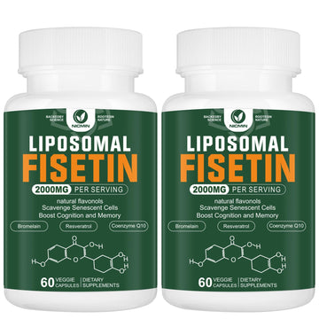 Liposomal Fisetin Supplement, 2000MG, 98% Pure Fisetin Polyphenols Antioxidants, with Quercetin, TMG and Resveratrol, for Healthy Aging, Cognitive Support, 120 Capsules NICMIN Au supplements