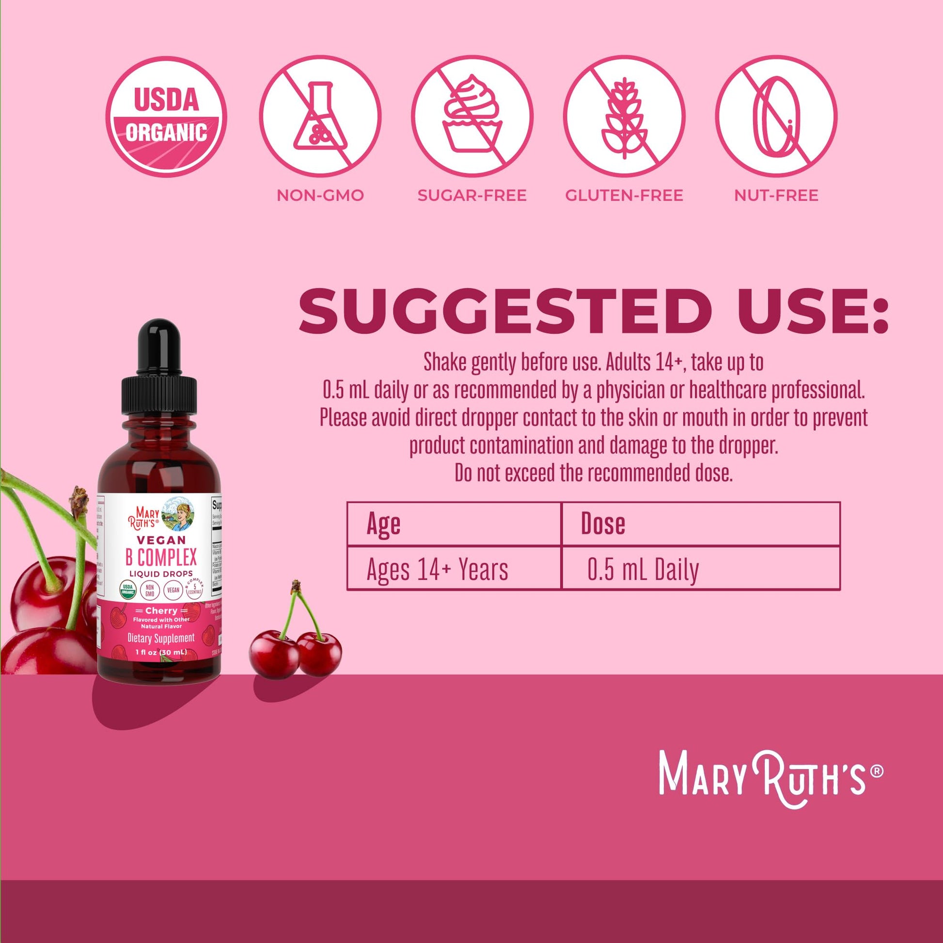 MaryRuth Organics Vitamin B Complex | B Vitamins Complex | Biotin | Vitamin B12 | Niacin | Folate | Metabolic Support Supplement | Vegan | USDA Organic MARYRUTH'S Au supplements