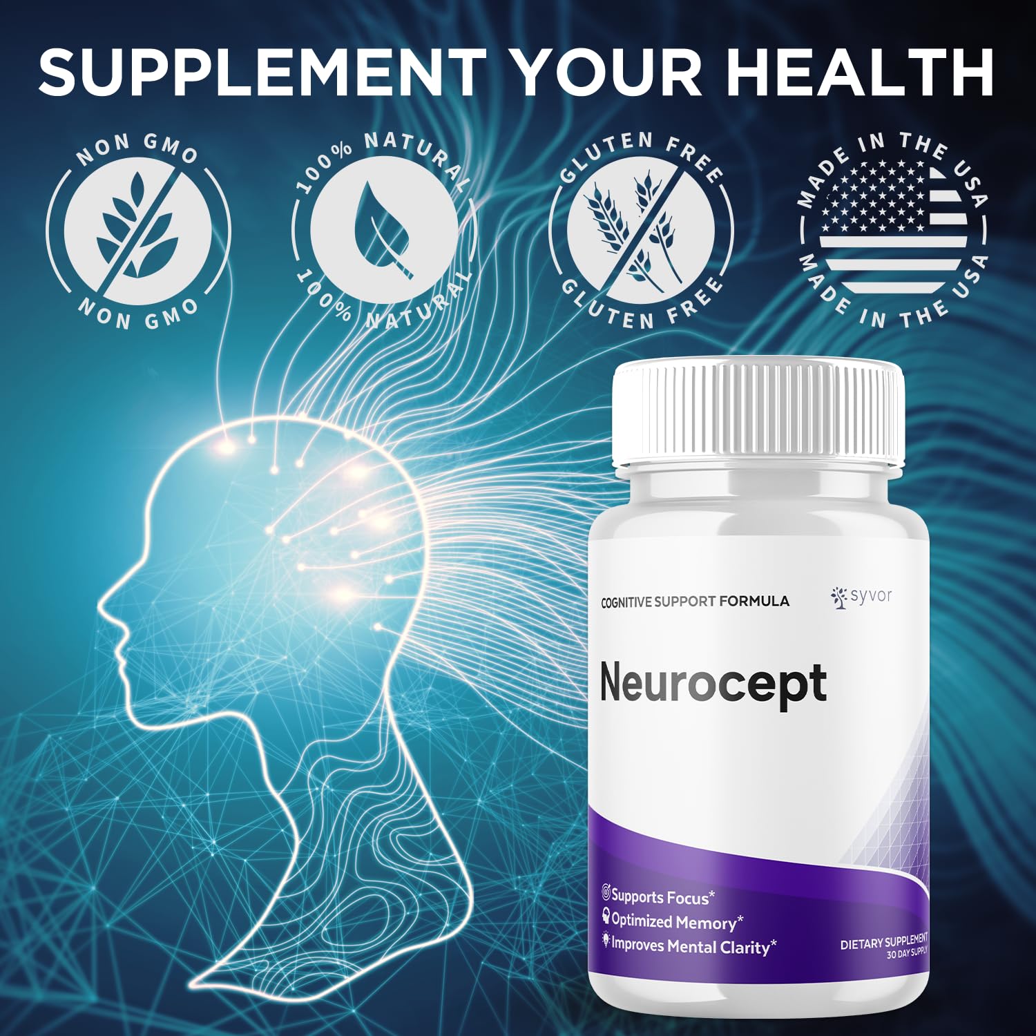 (2 Pack) Neurocept Capsules, Official Neurocept Brain Supplement Pills with All Natural Ingredients, Advanced Formula Support Pills with Max Strength Premium Vitamins for Women & Men (120 Capsules) Syvor Au supplements