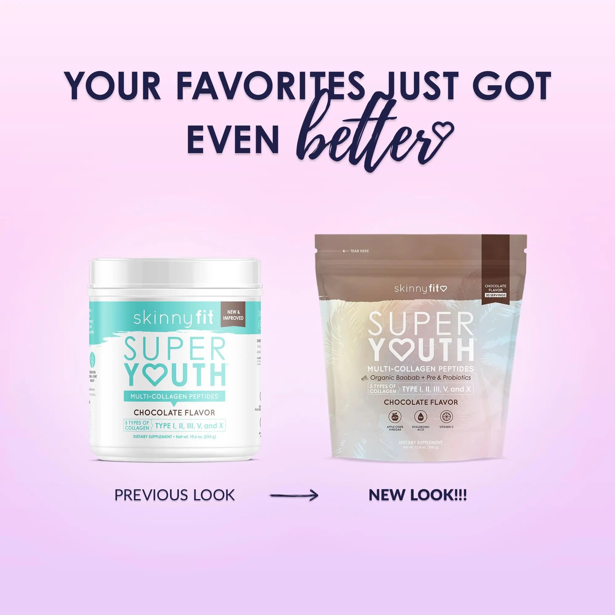 SkinnyFit Super Youth Chocolate Multi-Collagen Peptides + Probiotics, Baobab Fiber SkinnyFit Au supplements