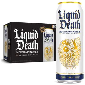 Liquid Death Still Mountain Water, 19.2 oz King Size Cans (8-Pack) Liquid Death Au supplements