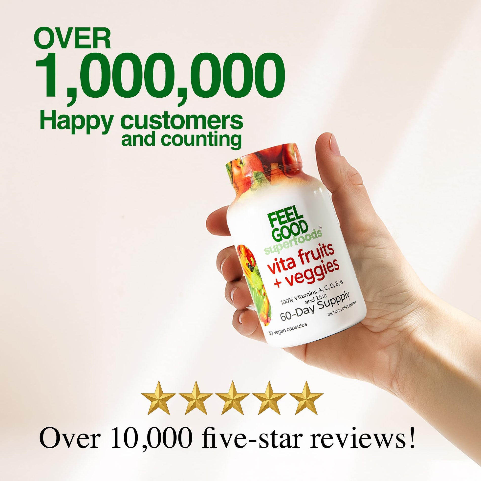FeelGood Superfoods 1000mg Immune Support Capsules Made with 25 Organic Fruits and Vegetables, Strong Immunity Boosters with Vitamins A, C, D3, and Zinc, 60 Count FeelGood Superfoods Au supplements