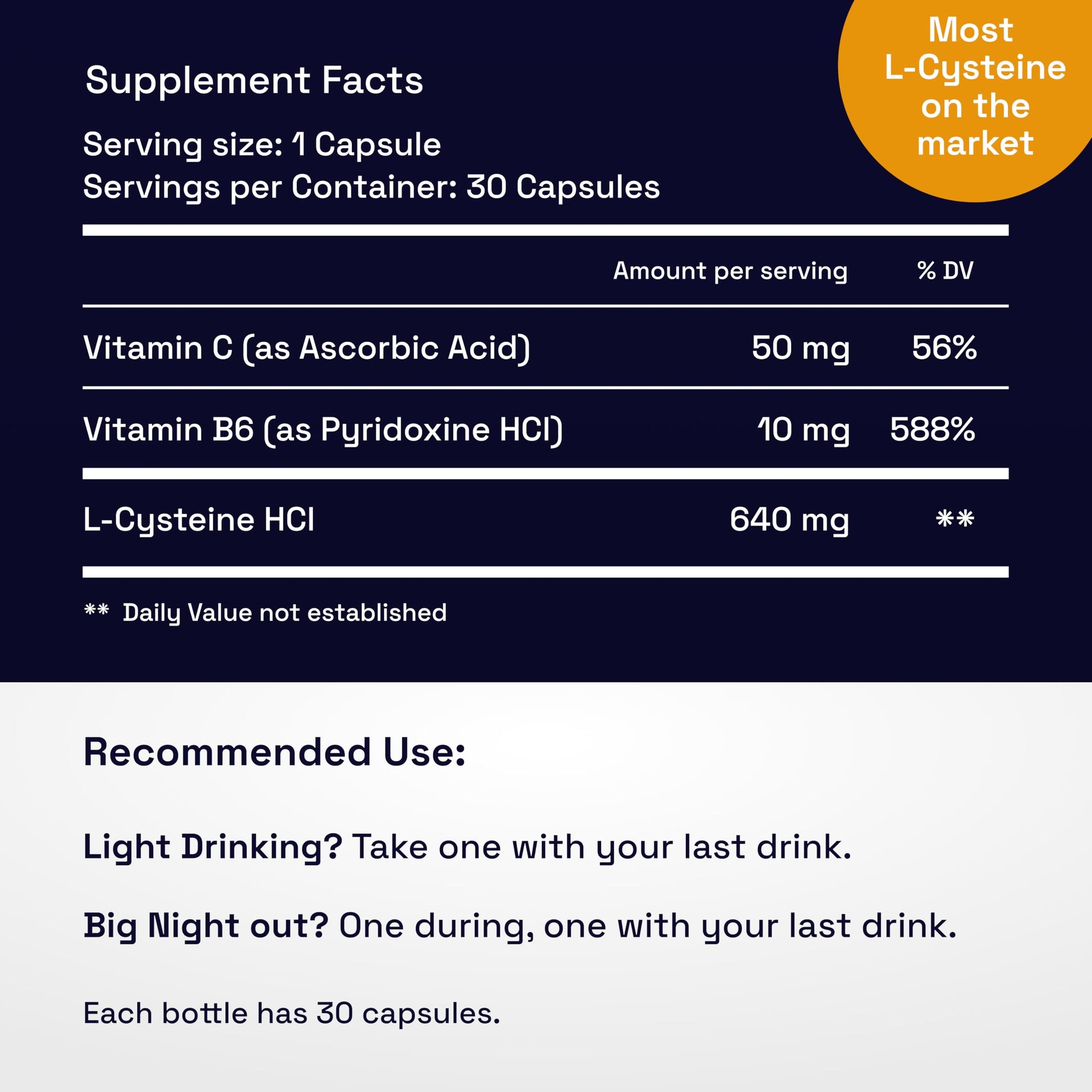 Not Drugs Proactive Hangover Support that Actually Works | Effective, Affordable & Backed by Science | 30 Capsules | 30 Doses | L-Cysteine, Vitamin B6, Vitamin C Not Drugs Au supplements