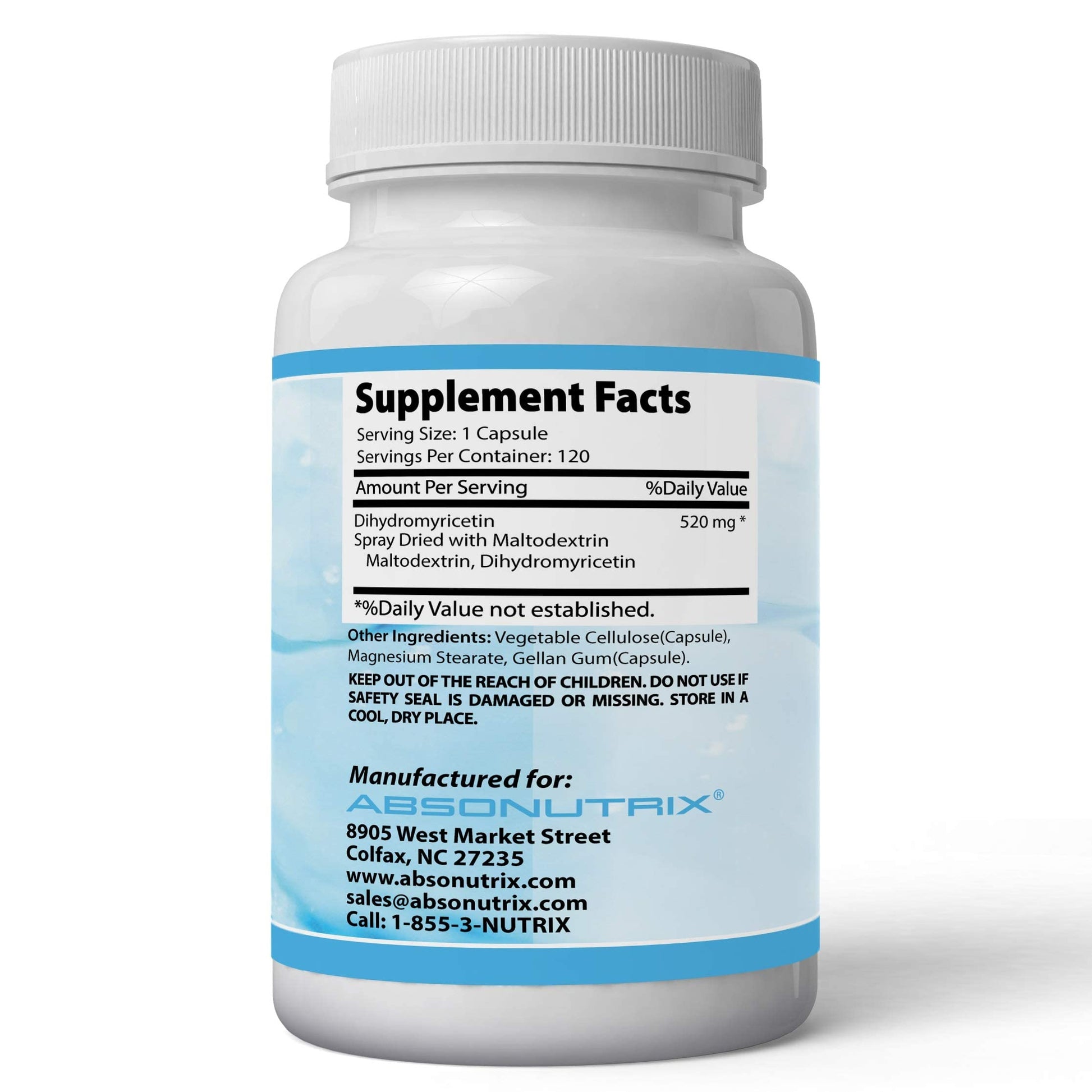 Absonutrix Dihydromyricetin - 520 mg, 120 Servings, Made in USA, Quick Absorption, Quality Potent Ingredients, Third-Party Tested, Non-GMO, GMP Certified, Cruelty Free Products Absonutrix Au supplements