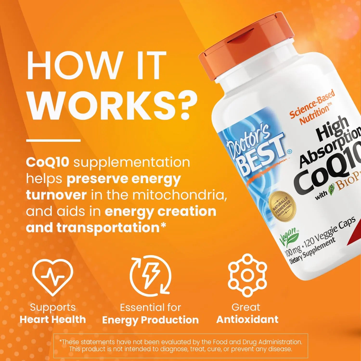 Doctor's Best High Absorption CoQ10 with Bioperine, Heart Health & Energy Production Doctor's BEST Au supplements