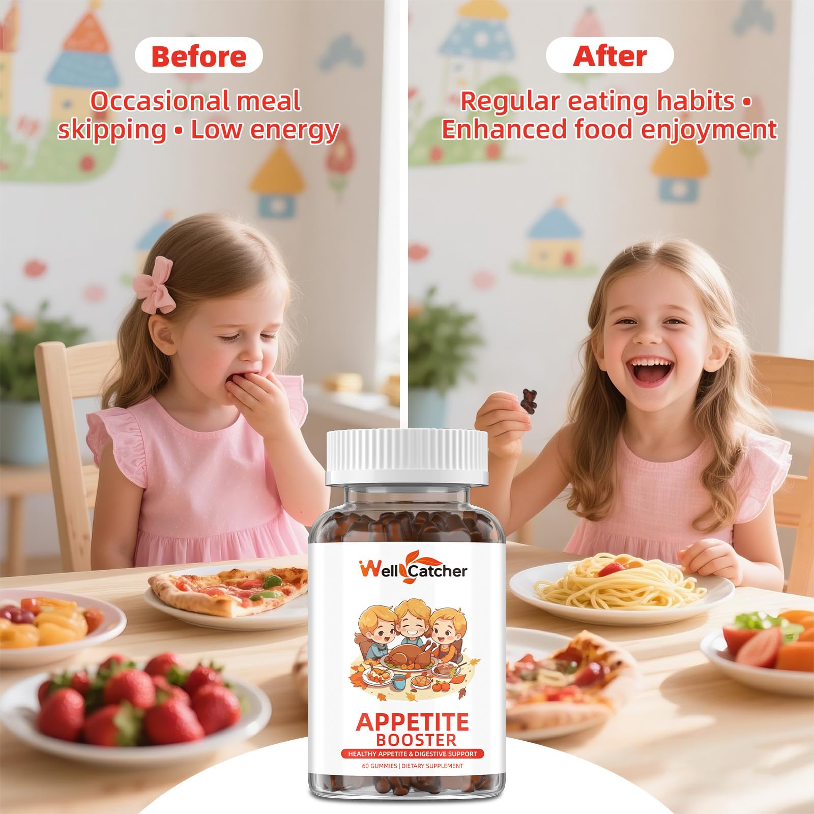 Appetite Booster Gummies for Kids Adults: Appetite Support Supplement with Bromelain Hawthorn Zinc Vitamin B12 for Healthy Digestive & Nutritional Balance, Sugar Free Mixed Fruit Flavor Vegan 30 Days Wellcatcher Au supplements
