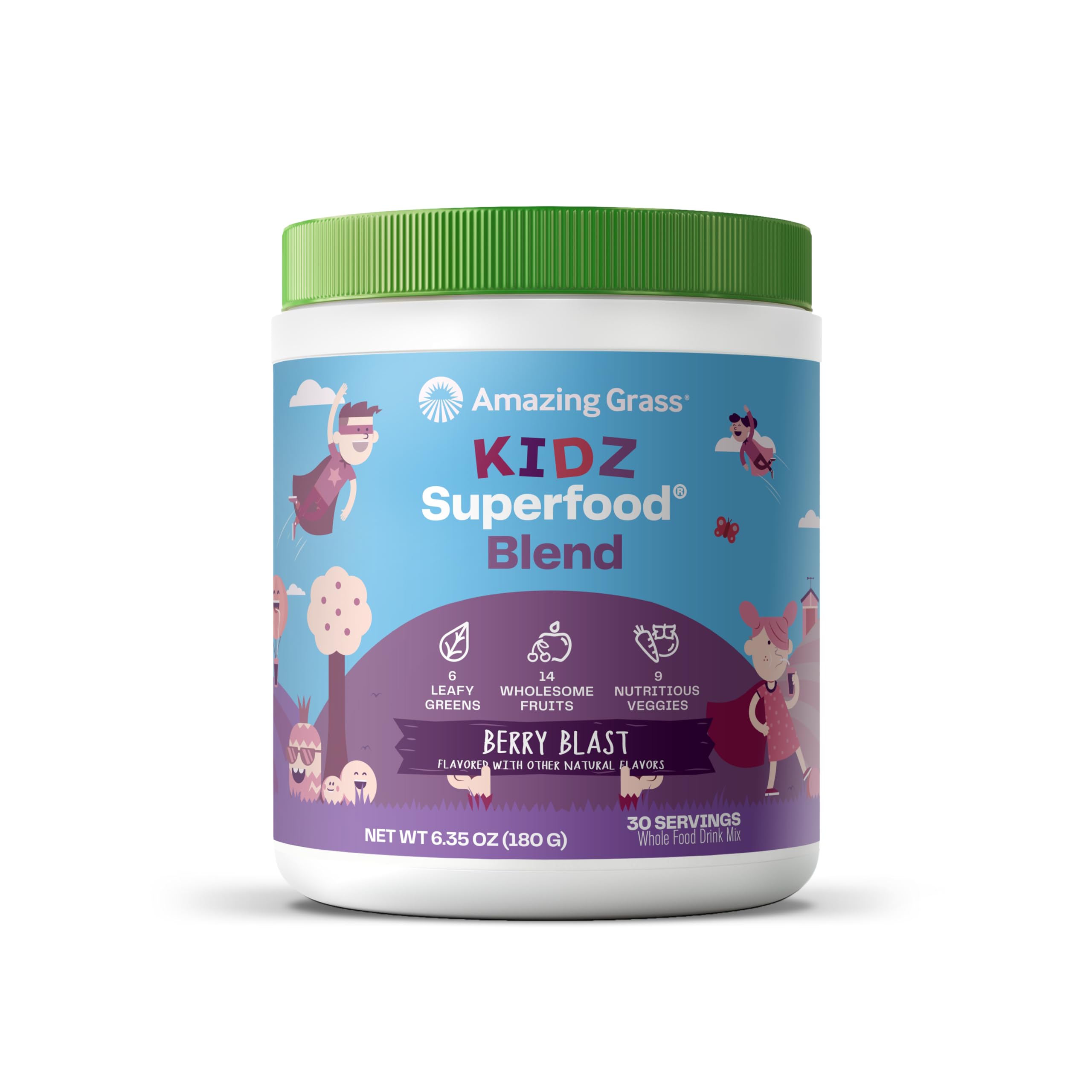 Amazing Grass Kidz Superfood: Organic Greens, Fruits, Veggies, Beet Root Powder & Probiotics for Healthy Kids, Berry Blast, 30 Servings Amazing Grass Au supplements