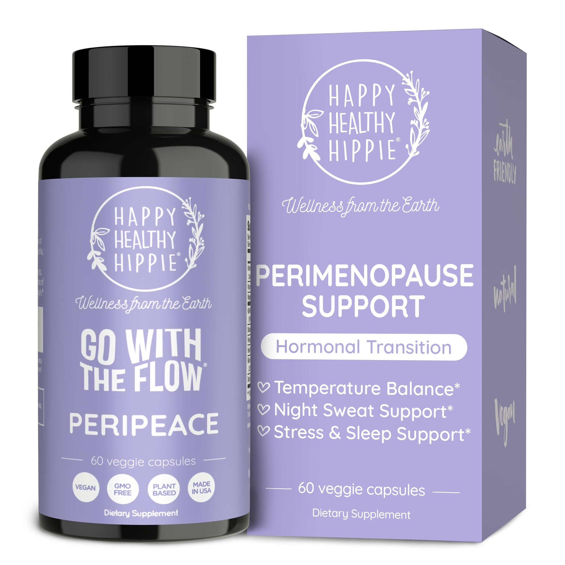 Perimenopause Supplements for Women | Hot Flash, Night Sweat, Mood & Sleep Support | Vegan Hormone Balance Capsules with KSM-66 Ashwagandha, Shatavari & Black Cohosh | Estrogen-Free, 60ct Happy Healthy Hippie Au supplements