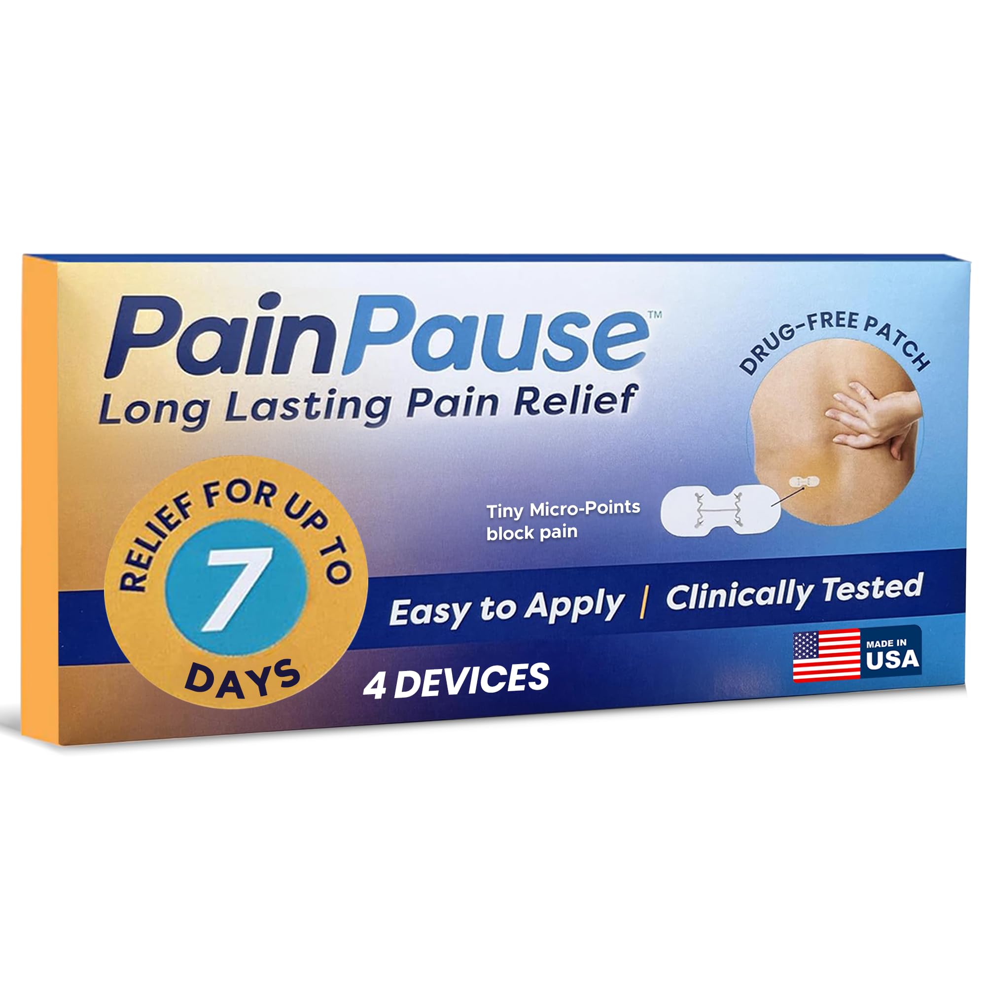 PainPause Long Lasting Pain Relief - Back, Hip, Knee, Neck, Plantar Fasciitis, and Others - Relief for Up to 7 Days, Clinically Tested, 4 Devices in 2 Pouches PainPause Au supplements