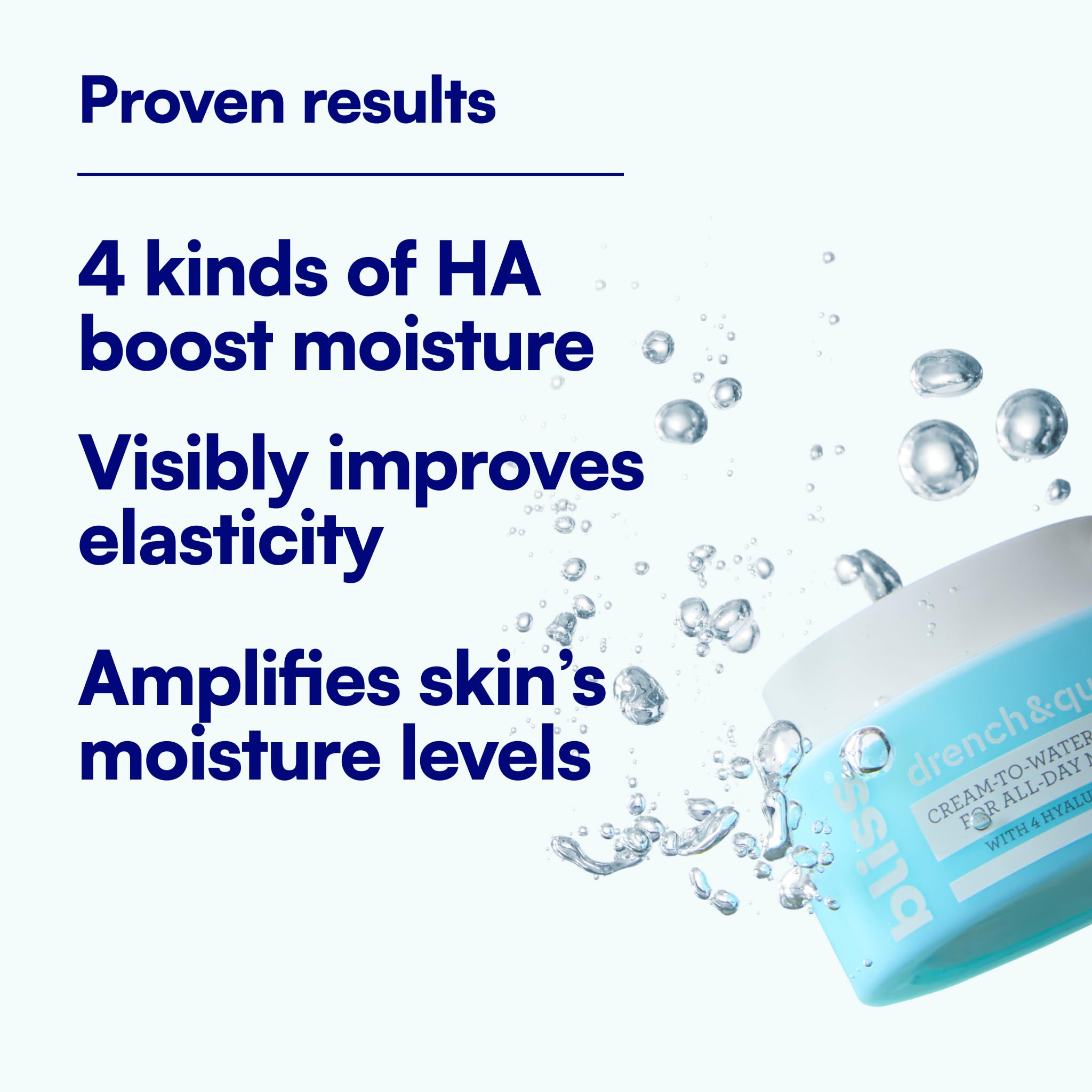 Bliss Drench & Quench Hyaluronic Acid Cream to Water Moisturizer | Lightweight Face Cream with 4 Types of Hyaluronic Acid for All Day Hydration and Plump Skin | Clean Vegan & Cruelty Free 1.7 fl oz Bliss Au supplements
