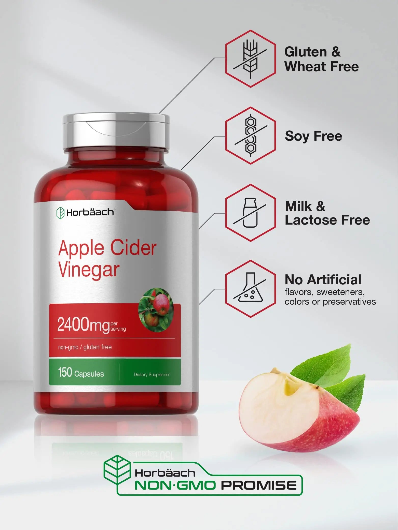 Horbäach Apple Cider Vinegar Capsules | 2400mg | 150 Count | Non-GMO, Gluten Free Supplement Horbäach Au supplements