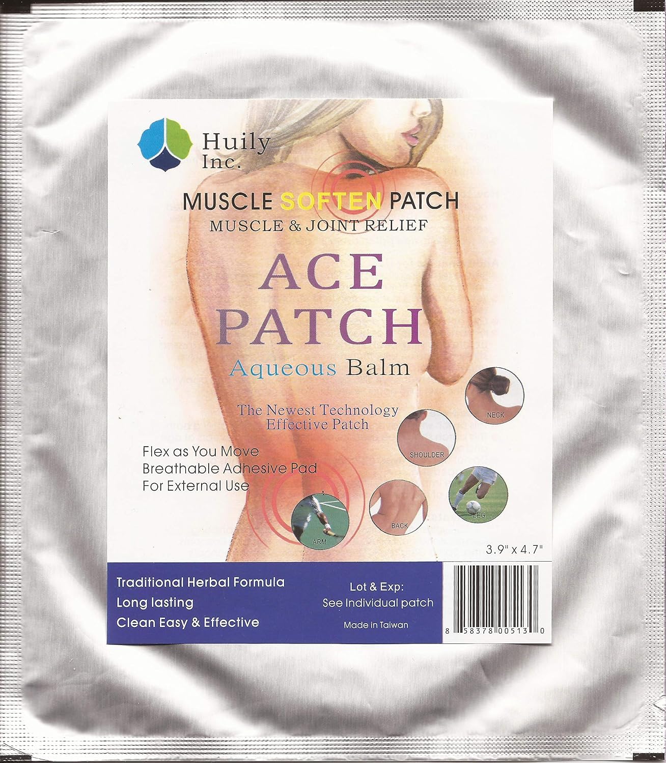 ACE Pain Relief Patch - Aqueous Balm 5 Count Huily Au supplements