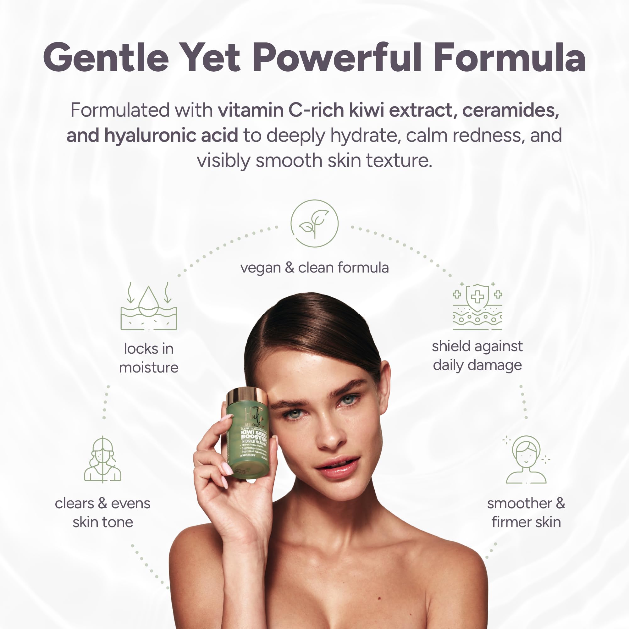 Halo Beauty Kiwi Seed Booster Skin Supplement Refill Pack | Anti-Aging Hydration & Glowing Skin Support with Kiwi Seed, Vitamin C, D3 & Zinc | Vegan Collagen Support Capsules | 1-Month Supply Halo Beauty Au supplements