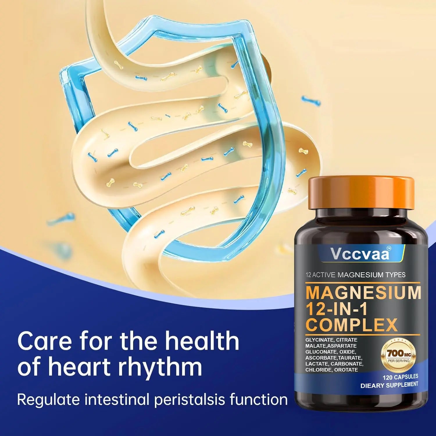 Magnesium Complex 700mg – 12-in-1 Magnesium Supplement with Glycinate, Citrate, Malate, Oxide, Taurate & More – High Absorption for Muscle, Heart, Sleep, Bone, Nerve Support –120 Capsules (1 Pack) Vccvaa Au supplements