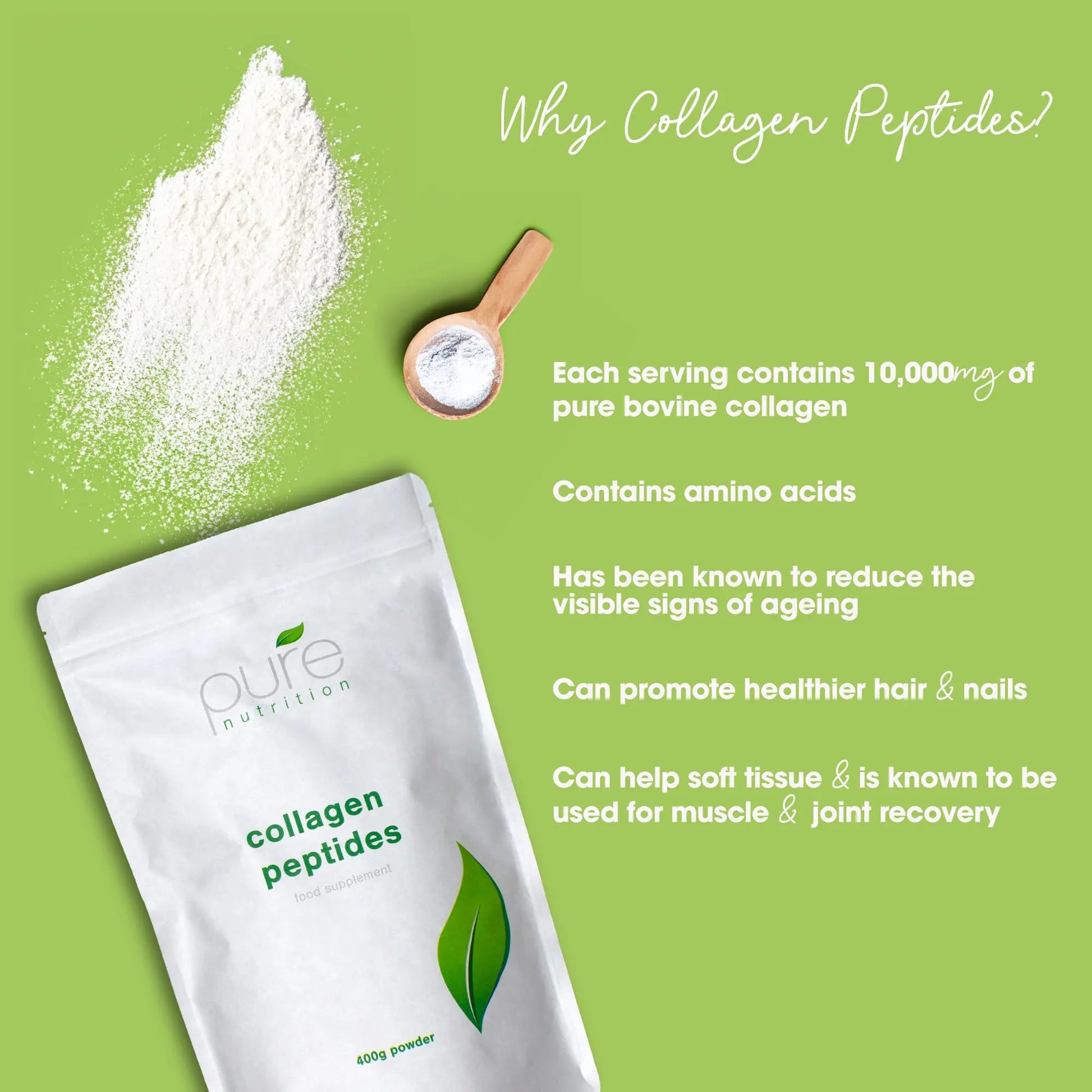 Pure Collagen Powder, Bovine Collagen Peptides Powder by Pure 400g Pure Au supplements