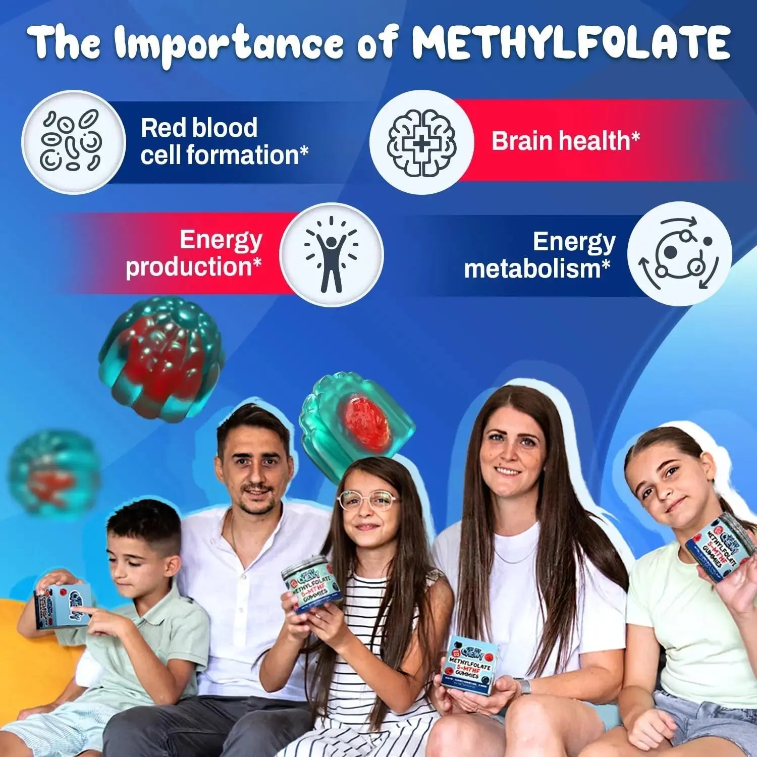 Center-Filled 5-MTHF Folate L-MethylFolate Sugar-Free Gummies - MTHFR Supplement Support with Methylated B1, B6 and Methyl B12 Multivitamins OH MY CHEWY Au supplements