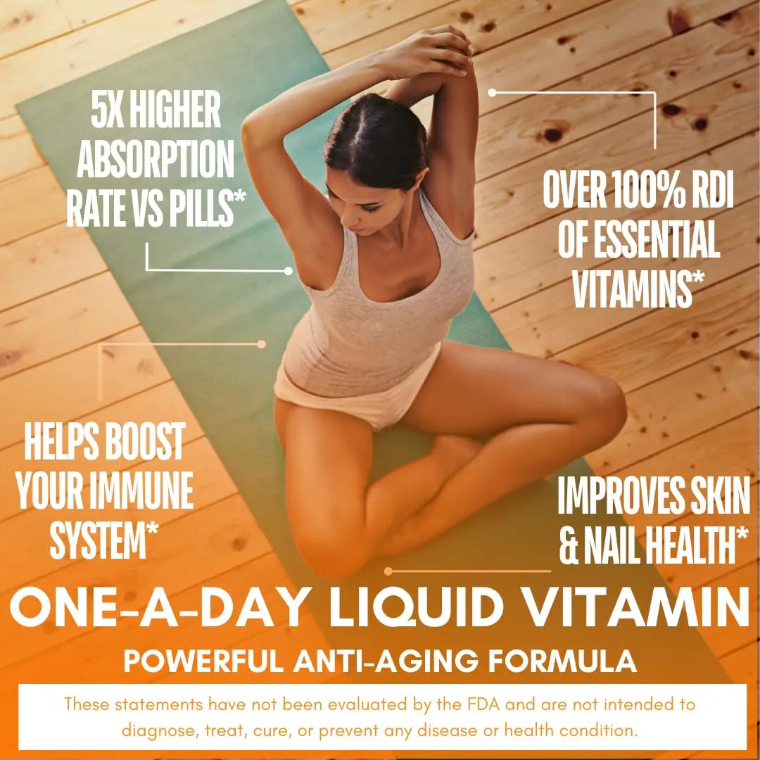 Mega Premium Liquid Multivitamin | Natural Immune Support Vitamin w/ 1333% Vitamin C, 200% D3, Zinc + 20 Vitamins, 70 Minerals, & 21 Amino Acids | Sugar Free Tropical Oasis Au supplements