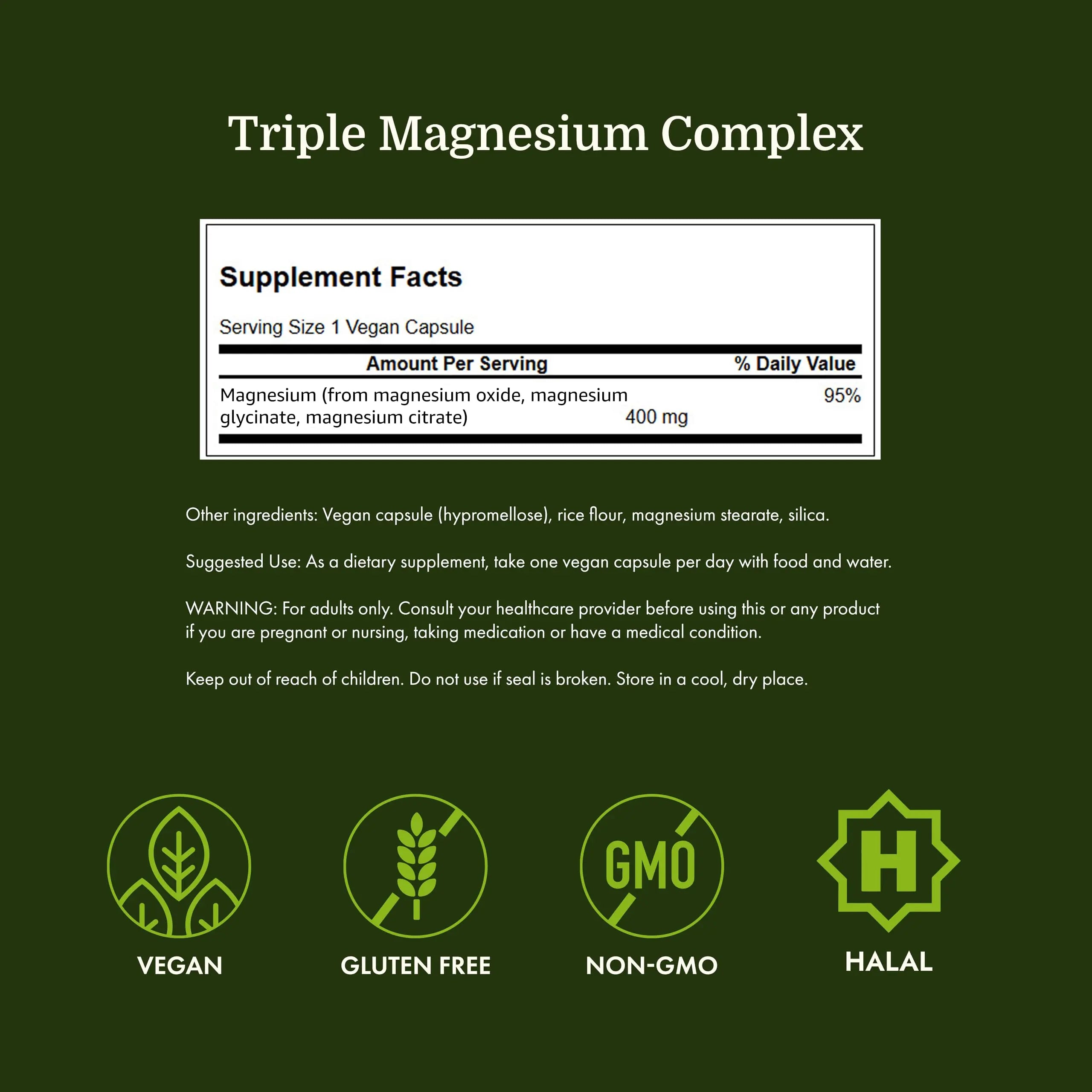 Swanson Triple Magnesium Complex Bone, Nerve, and Muscle Support Supplement for Adults Seeking Optimal Magnesium Absorption - 400 mg (300 Vegan Capsules) Swanson Au supplements
