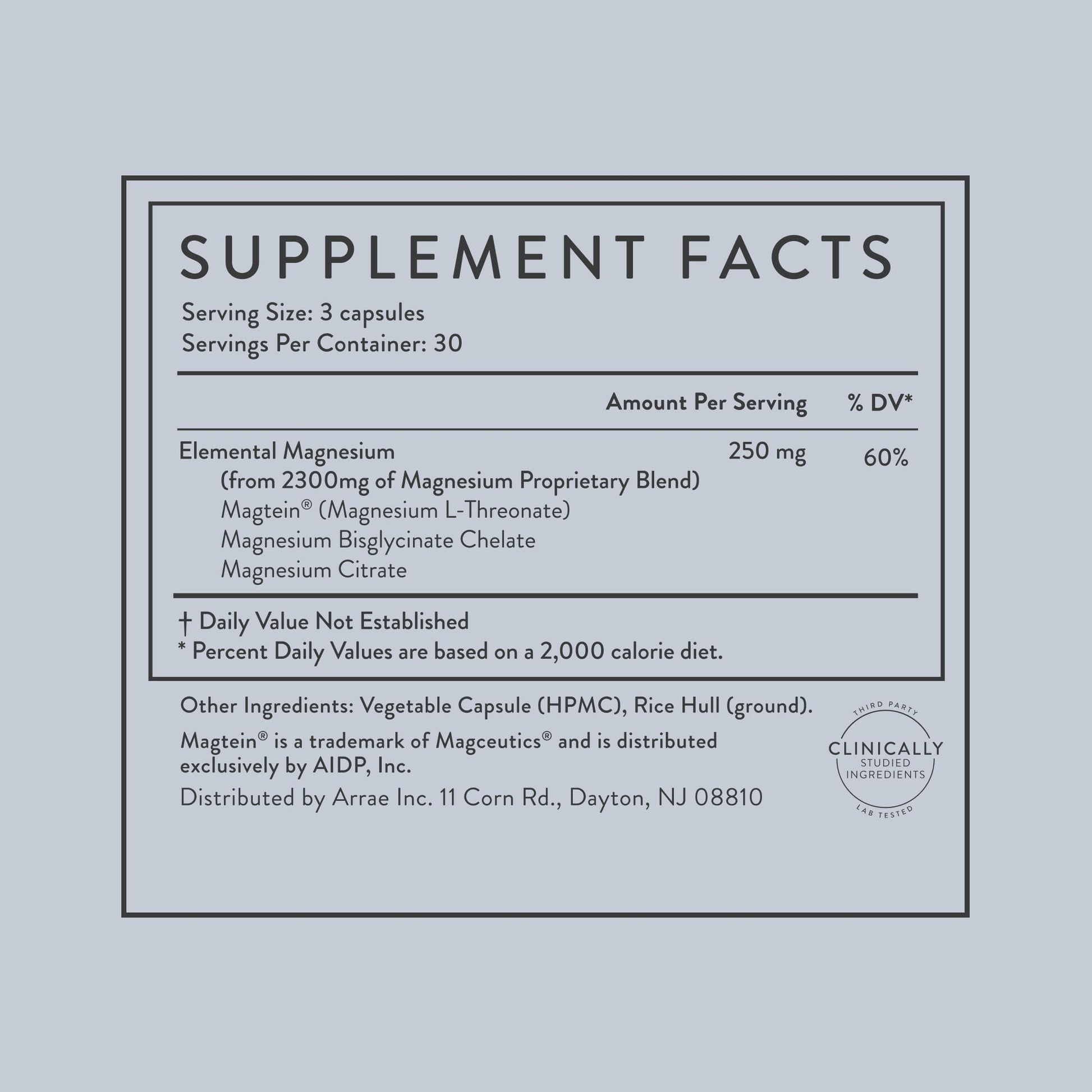 Arrae Magnesium Supplement, Magnesium Glycinate, Citrate & L-threonate, 250 mg, Support Mood, Sleep, Nerves, and Muscles,90 Capsules Arrae Au supplements