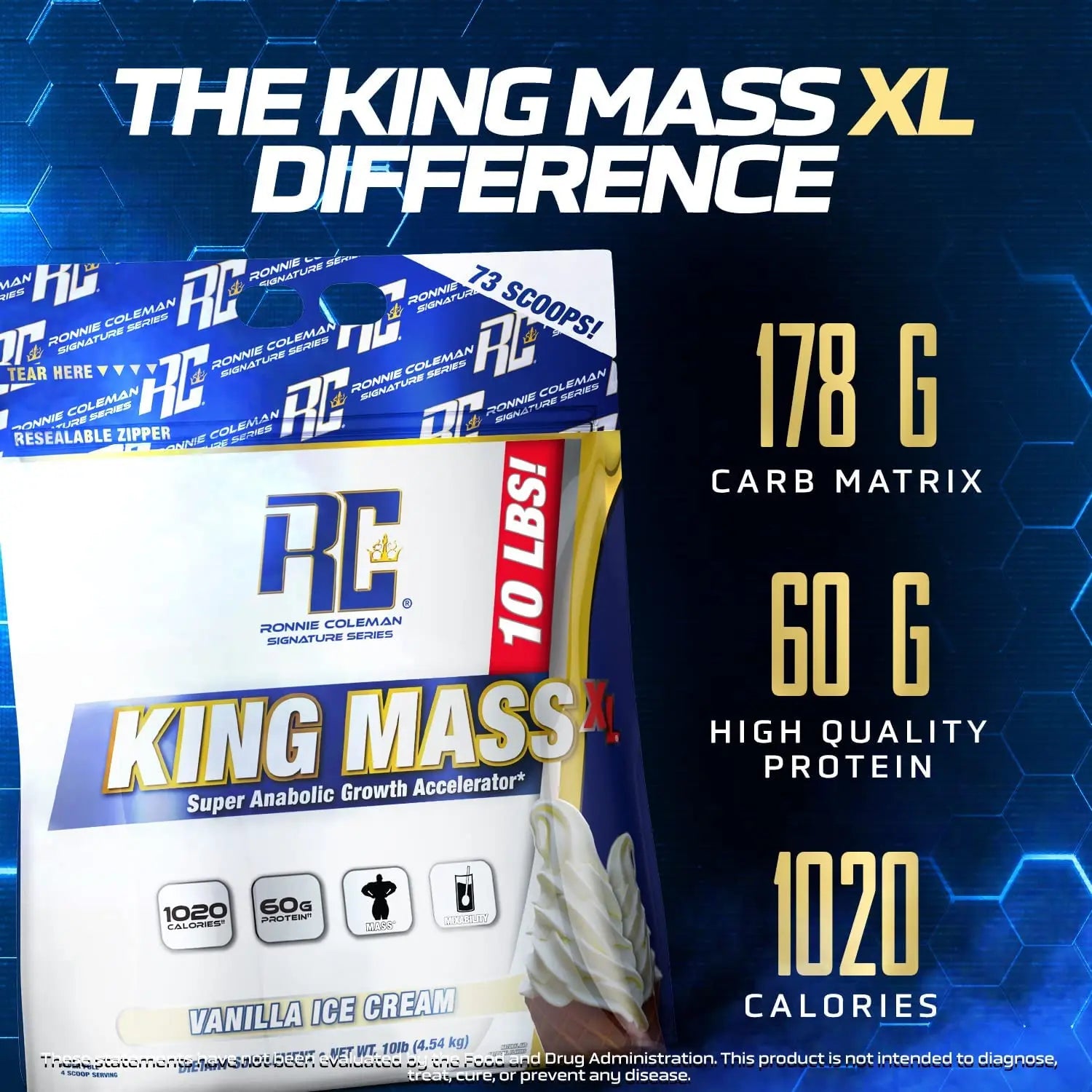 Ronnie Coleman Signature Series King Mass XL Mass Gainer Protein Powder, Muscle Ronnie Coleman Signature Series Au supplements