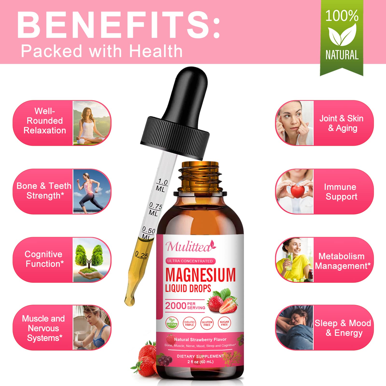 Magnesium Glycinate Liquid, High Potency Magnesium Glycinate, Citrate, Sugar Free Vegan Non-GMO Complex Supplement Promotes Nerv,Relaxation,Muscle,Sleep Support* Mulittea Au supplements