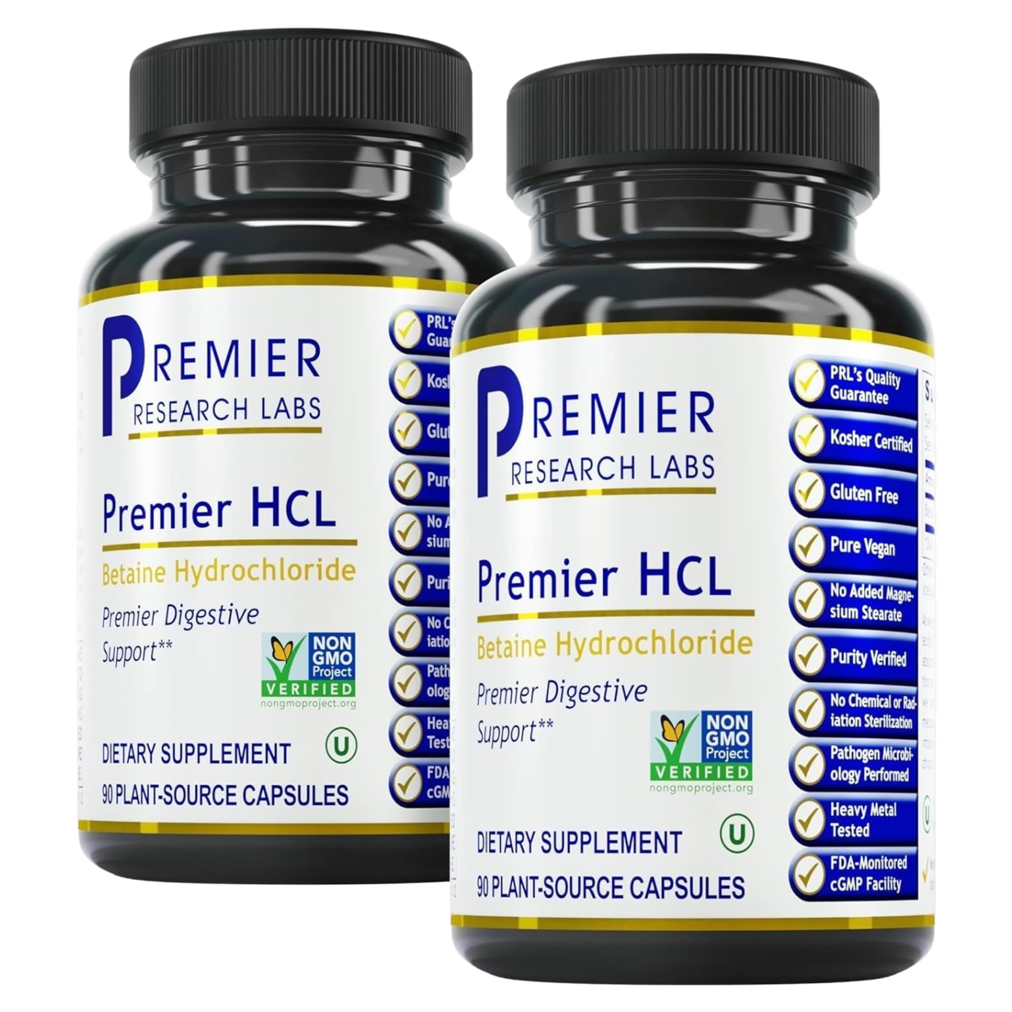 Premier Research Labs Premier HCL - Betaine HCL, Betaine Hydrochloride Supplement for Optimal Digestive Function, Nutrient Absorption, Betaine-HCL for Low Stomach Acid- 90 Vegetarian Capsules (2 Pack) Premier Research Labs Au supplements