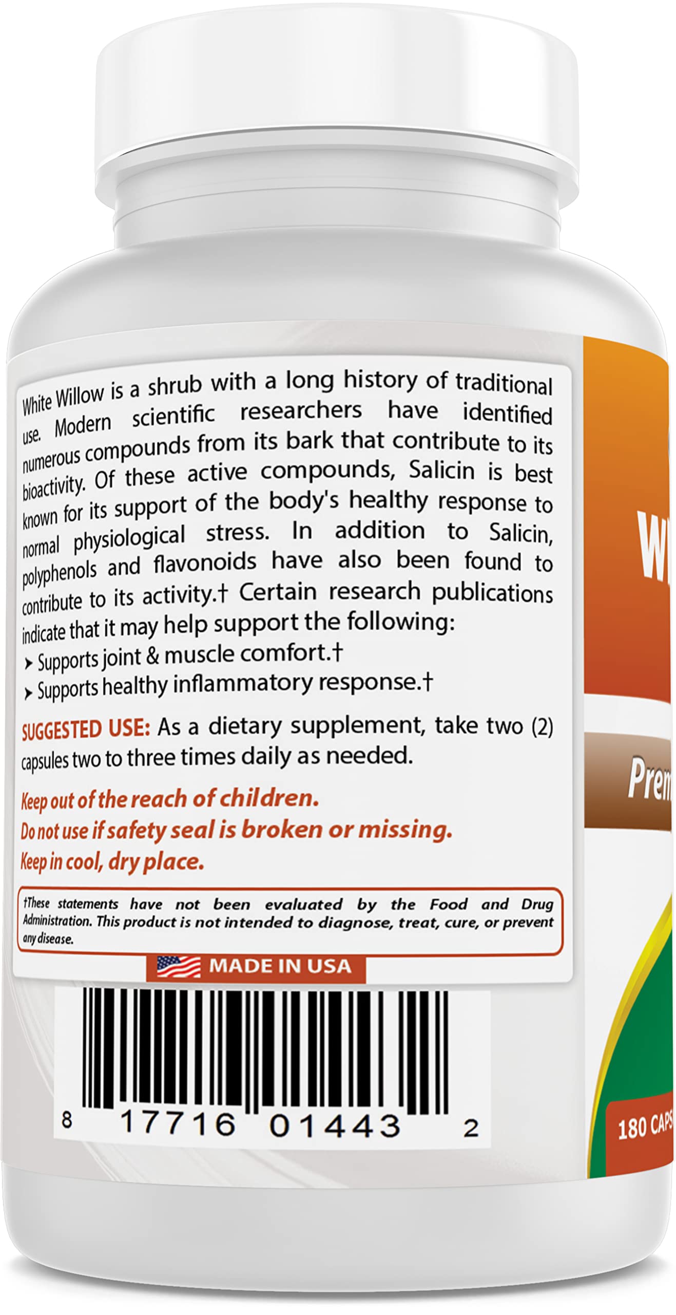Best Naturals White Willow Bark 400 mg 180 Capsules (180 Count (Pack of 3)) Best Naturals Au supplements