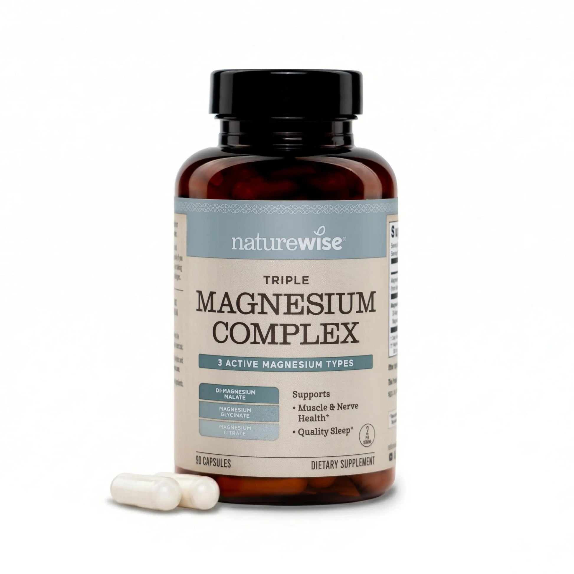 NatureWise Triple Magnesium Complex - High Absorption Magnesium Glycinate + Malate + Citrate for Muscle Nerve & Sleep Support - Vegan 90 Capsules NatureWise Au supplements