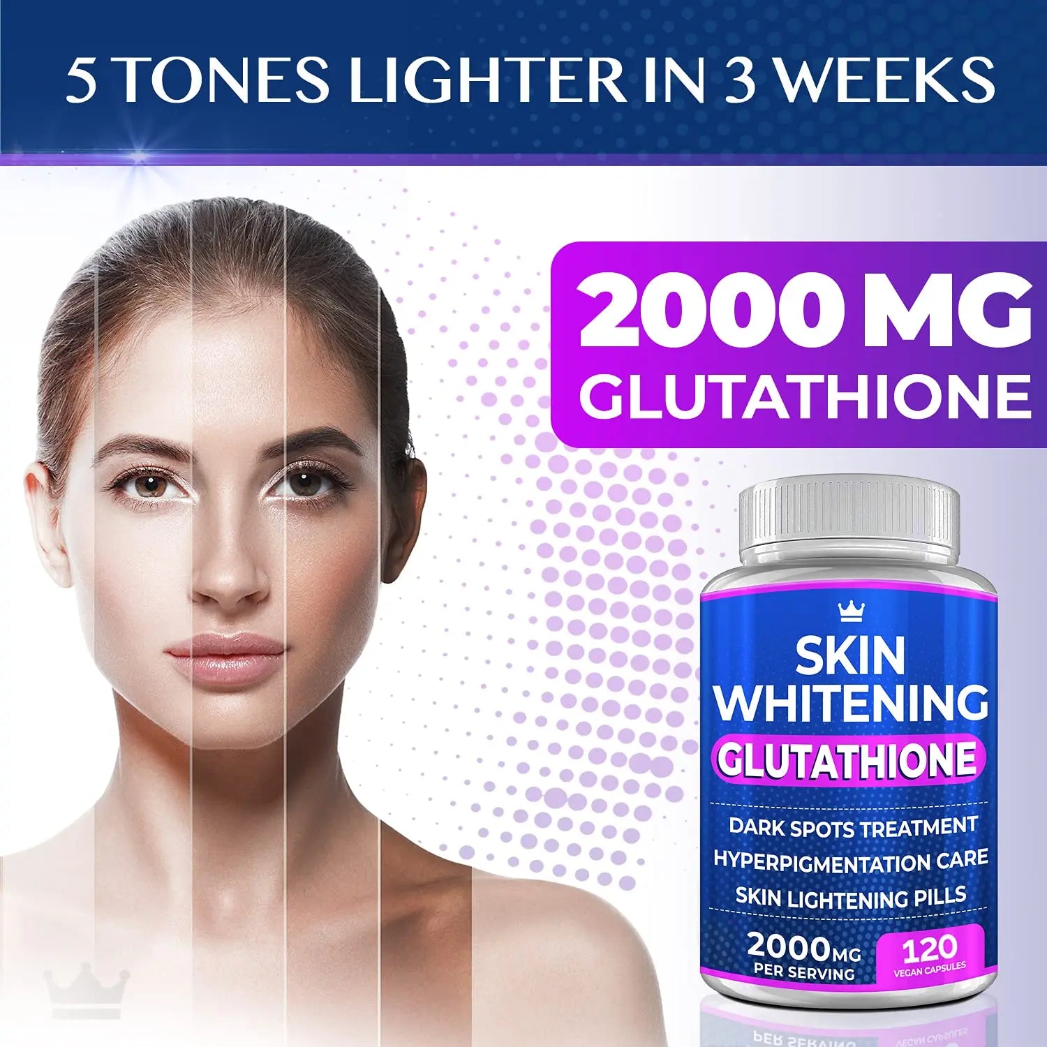 Glutathione Whitening Pills - 120 Capsules 2000mg Glutathione - Effective Skin Lightening NORTHERN CROWN COSMETICS Au supplements