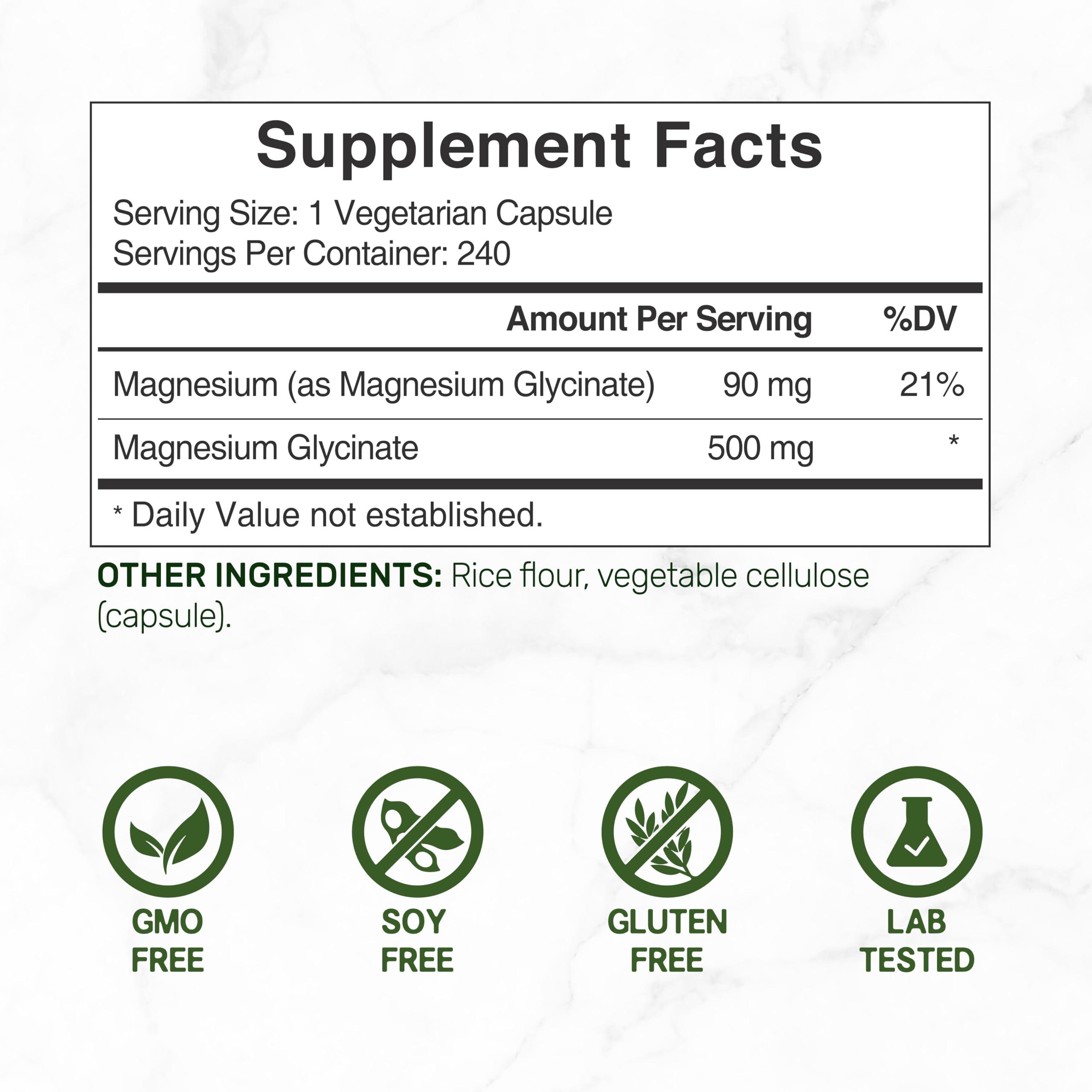 Deal Supplement Magnesium Glycinate 500mg, 240 Veggie Capsules | 100% Chelated for Easy Absorption | Essential Mineral Supplement | Non-GMO, Gluten-Free DEAL SUPPLEMENT Au supplements