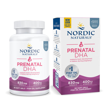Nordic Naturals Prenatal DHA, Unflavored - 830 mg Omega-3 + 400 IU Vitamin D3 - 90 Soft Gels - Supports Brain Development in Babies During Pregnancy & Lactation - Non-GMO - 45 Servings Nordic Naturals Au supplements