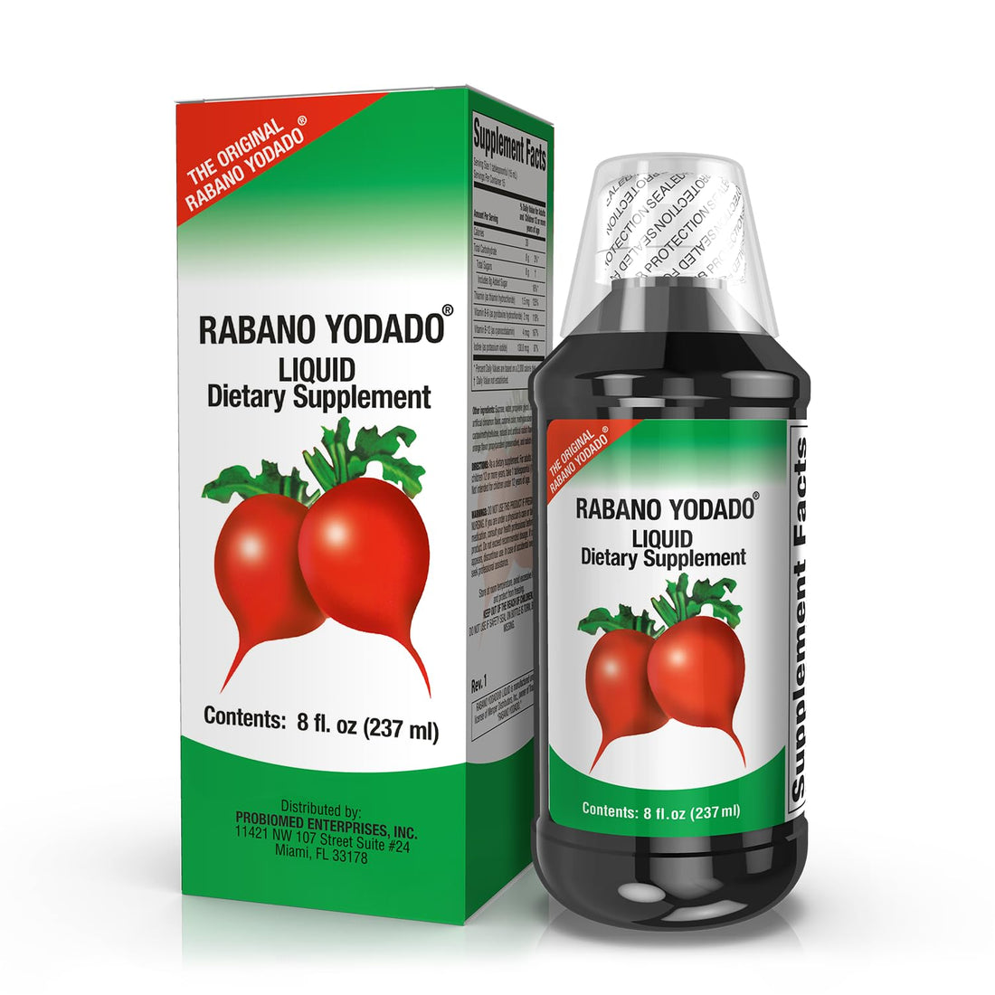 Rabano Yodado Ionized Radish Dietary Liquid Supplement with Iodine, Vitamin B1, B6 & B12, Wellness & Digestive Support, Helps Maintain Natural Energy & Nutrient Balance, 8 Fl Oz, Pack of 1 Rabano Yodado Au supplements