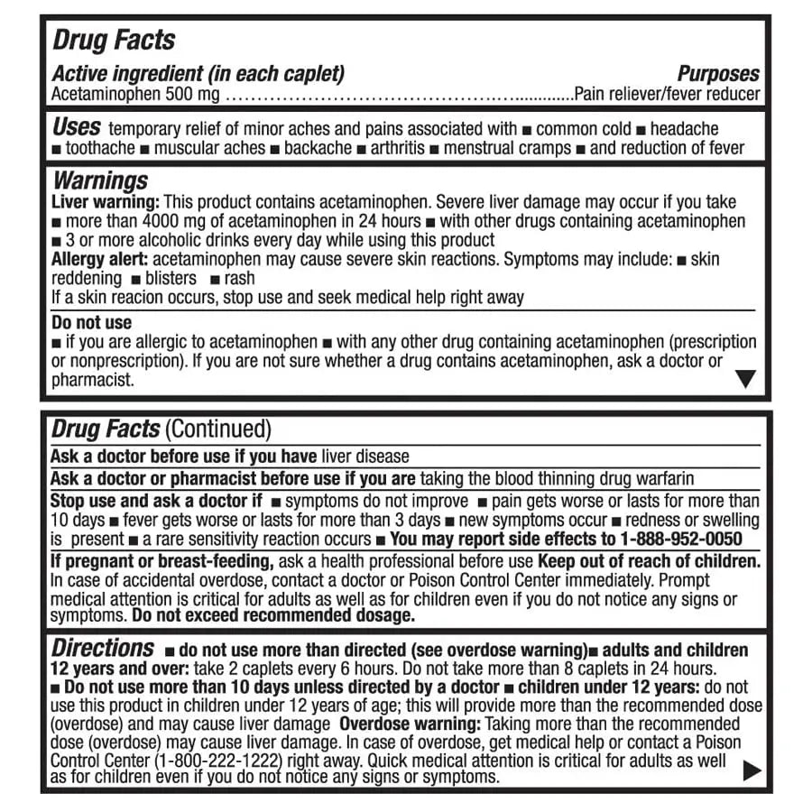 HealthA2Z® Extra Strength Pain Relief | Acetaminophen 500mg | Contains No Aspirin | Fever Reducer | Pain Reliever (500 Count (Pack of 1)) HealthA2Z Au supplements
