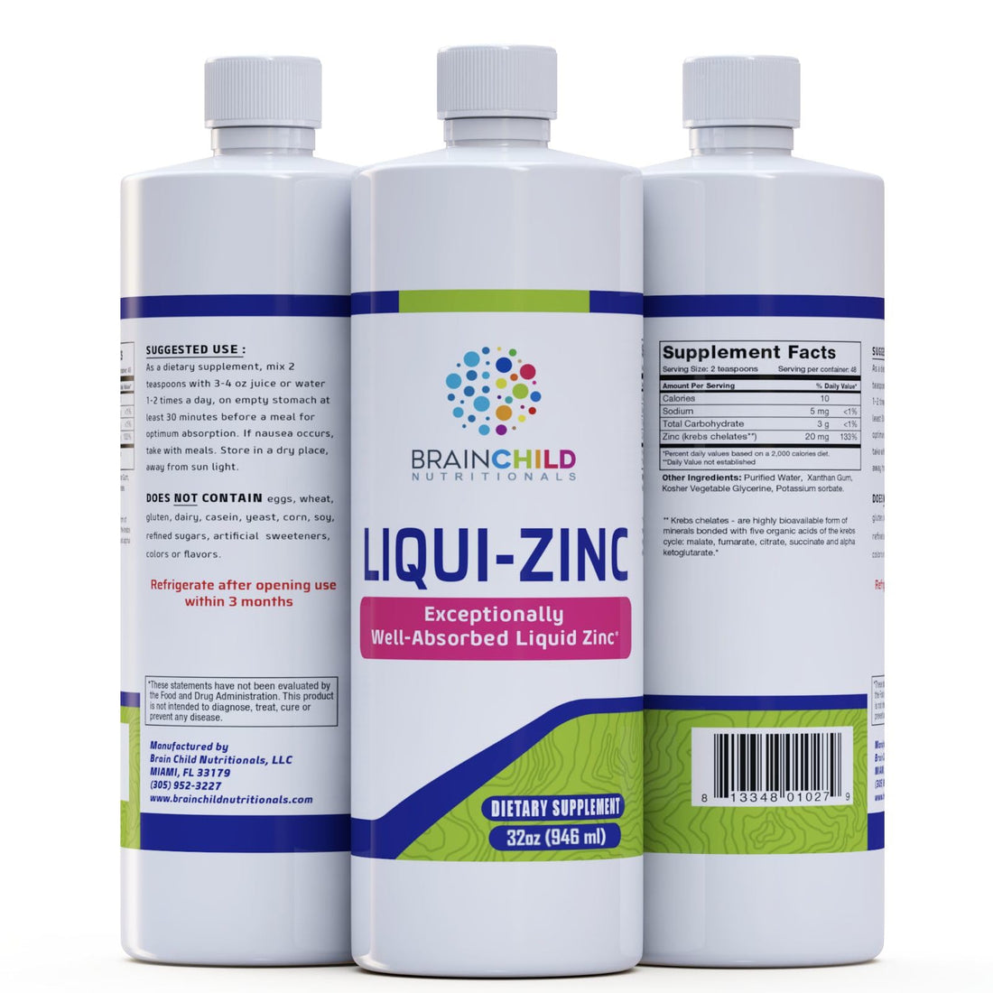 BrainChild Nutritionals LiquiZinc Liquid Formula (Unflavored 32oz) BrainChild Nutritionals Au supplements