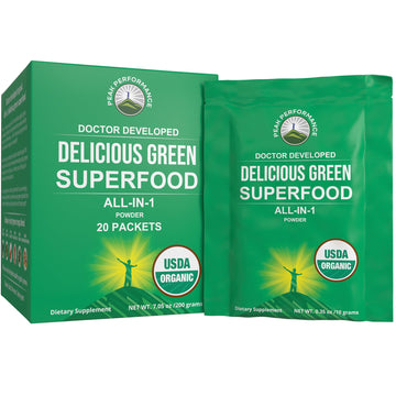 Peak Performance Organic Greens Superfood Powder Single Serve Travel Packets. Best Tasting Organic Green Juice Super Food with 25+ All Natural Ingredients for Max Energy. (20 Pack) Peak Performance Au supplements