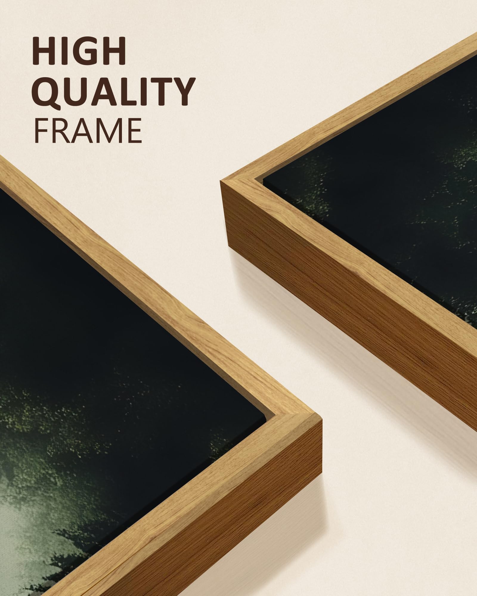 KUVIOKE Morden Green Fog Pine Tree Framed Canvas Wall Art Nature Nordic Forests Artwork Painting Bedroom Decor 12x16in (Natural Framed) KUVIOKE Au supplements