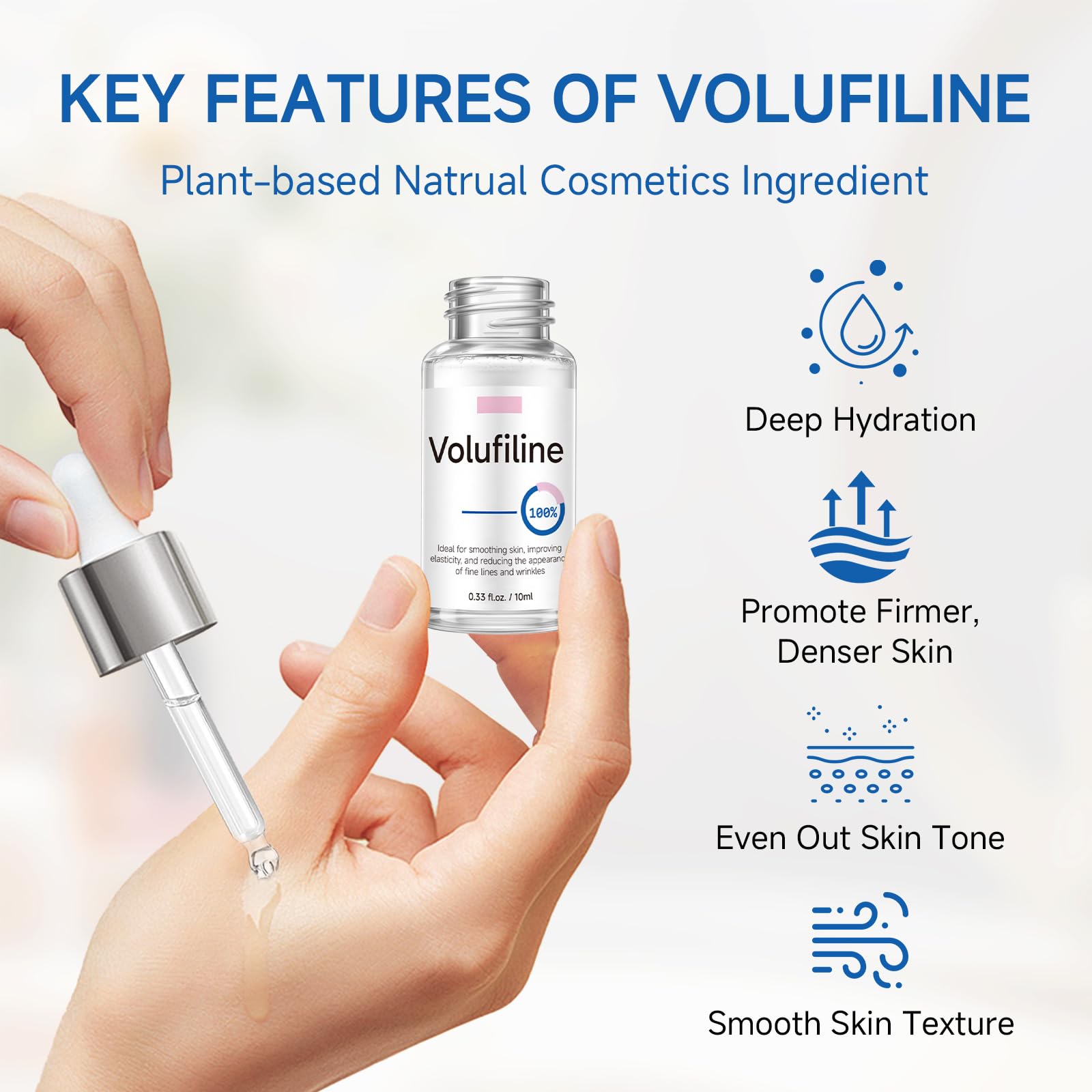 Volufiline Serum, Volufiline Under Eye Serum, Cosmetic Grade Ampoule for Skin Elasticity Improvement, Face & Body Fine Lines, Hydrating Texture, 10ml*2 GUDE GUDE Au supplements