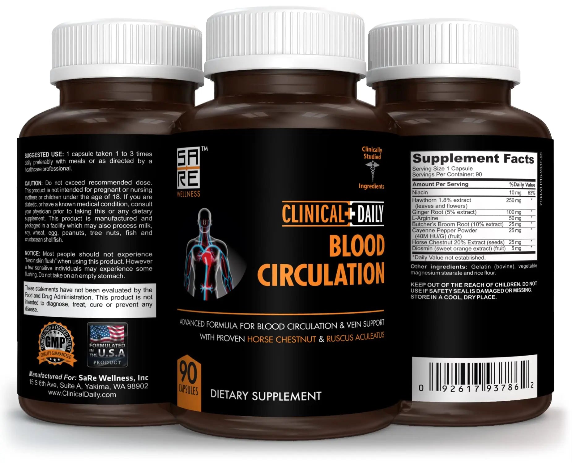 Clinical Daily Blood Circulation Supplements. Butchers Broom, Horse Chestnut, Hawthorn Clinical Daily Au supplements