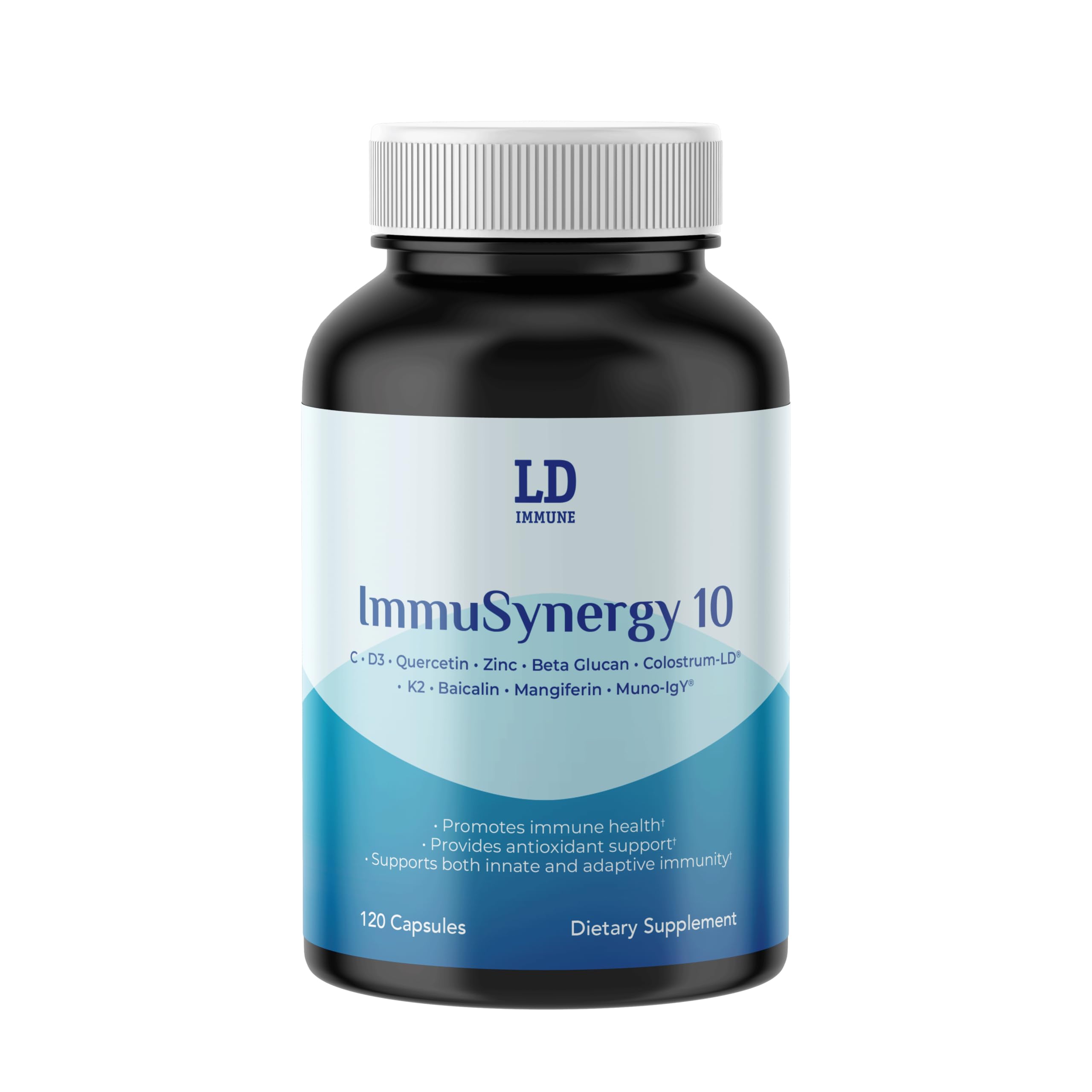 Colostrum-LD ImmuSynergy 10 Capsules - 120 Count-Immune Fortifying Ingredients - Vitamin C, D3, Zinc, Beta Glucan, Quercetin GastroDefense Au supplements