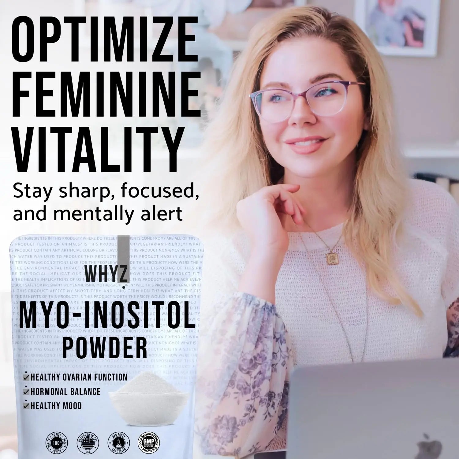Myo-Inositol Powder 8oz, Natural Myo Inositol Supplement for Ovarian Support WHYZ Au supplements