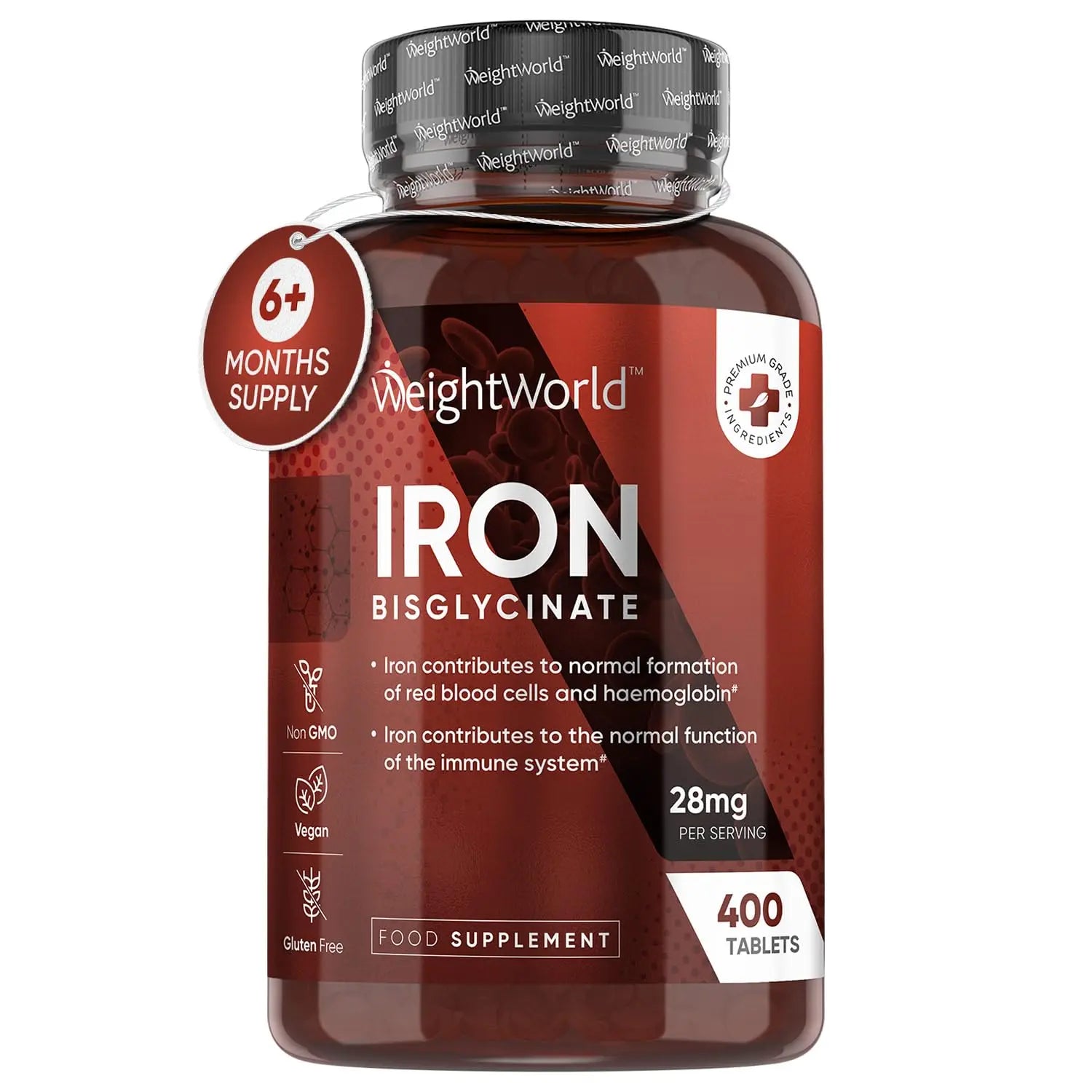 Gentle Iron Tablets High Strength 28mg - 400 Tablets (6+ Months Supply) - Vegan Iron WeightWorld Au supplements