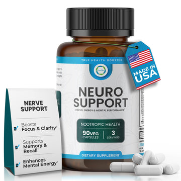 TrueMed Neuro Support - Premium Nootropic Supplement for Focus, Energy, Mental Clarity, and Performance Organic Lion’s Mane, Bacopa Monnieri, Rhodiola, Non-GMO Gluten-Free CDP Choline 90 Veg Capsules TRUEMED Au supplements