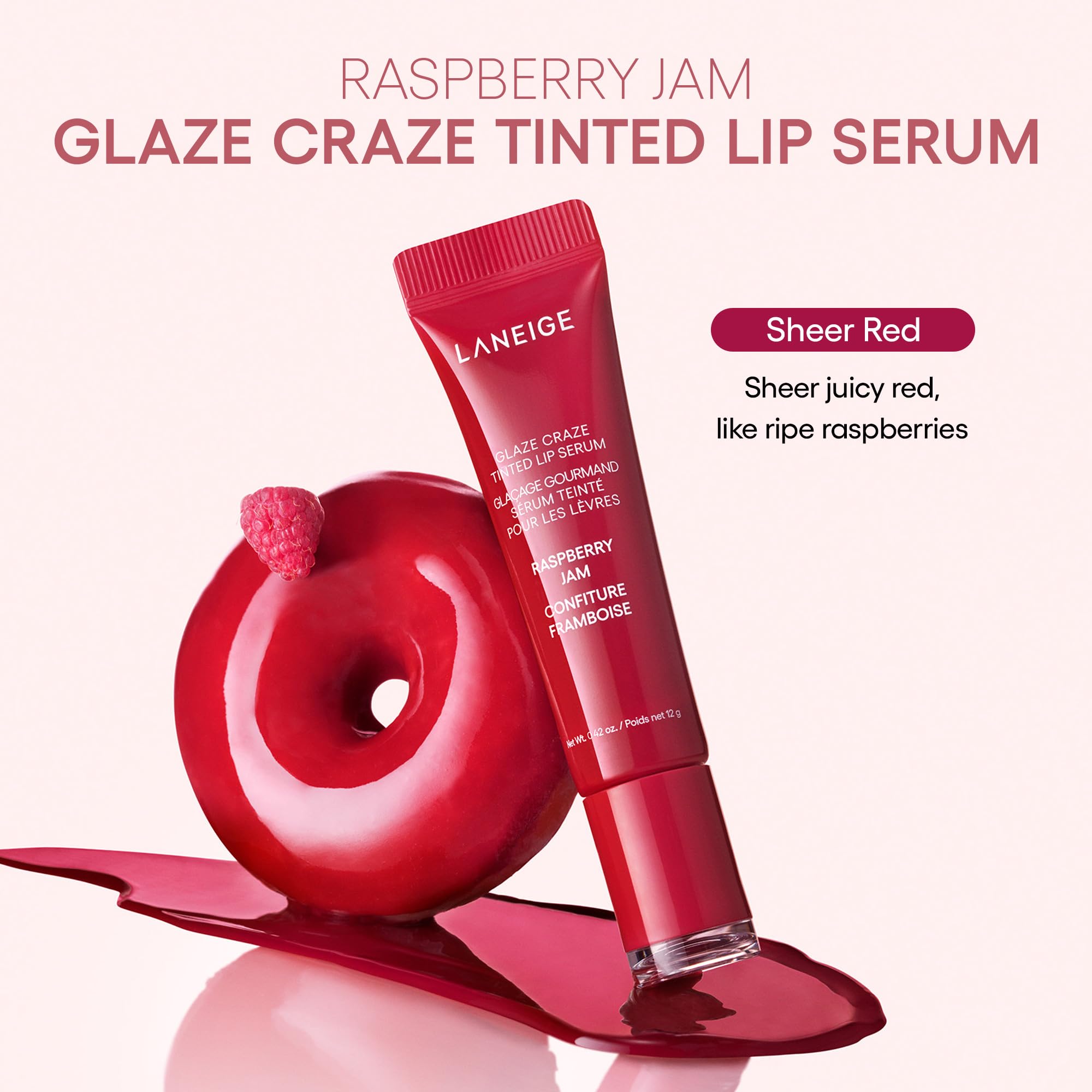 LANEIGE Glaze Craze Tinted Lip Serum, Raspberry Jam: Hydrating Lip Serum for Glossy, Nourished Lips with Plumping Polypeptides LANEIGE Au supplements