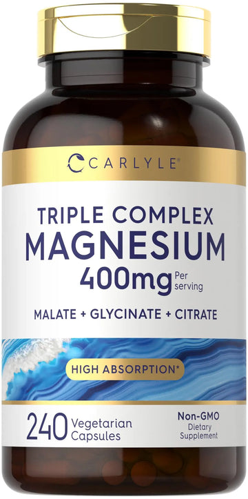 Carlyle Triple Magnesium Complex | 400 mg | 240 Capsules | Magnesium Malate, Glycinate & Citrate | Vegetarian, Non-GMO, and Gluten Free Supplement Carlyle Au supplements