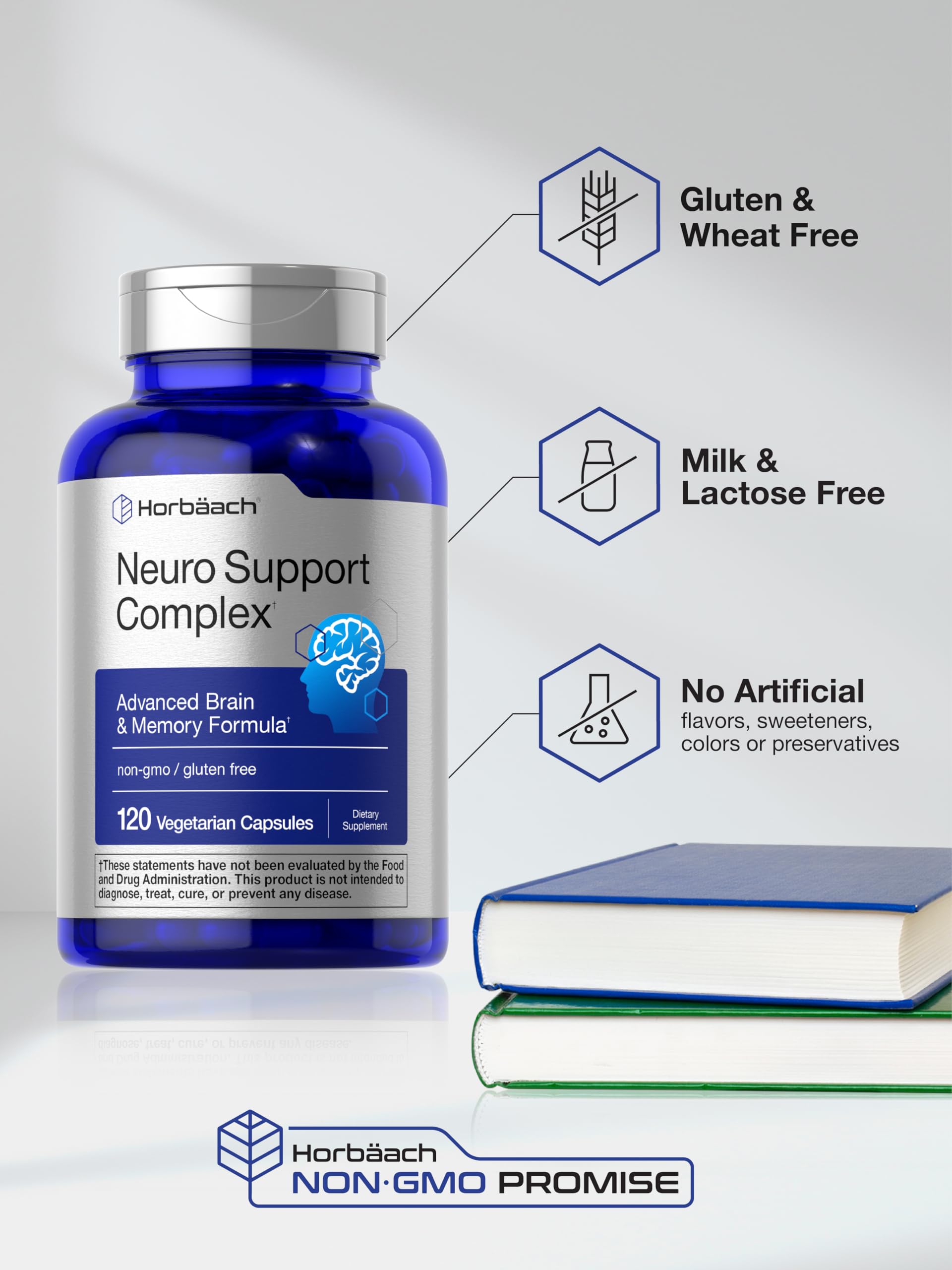 Horbäach Brain Supplement | 120 Capsules | with Phosphatidylserine & DMAE | Advanced Formula for Memory, Focus, Clarity | Vegetarian & Gluten Free | Neuro Support Horbäach Au supplements